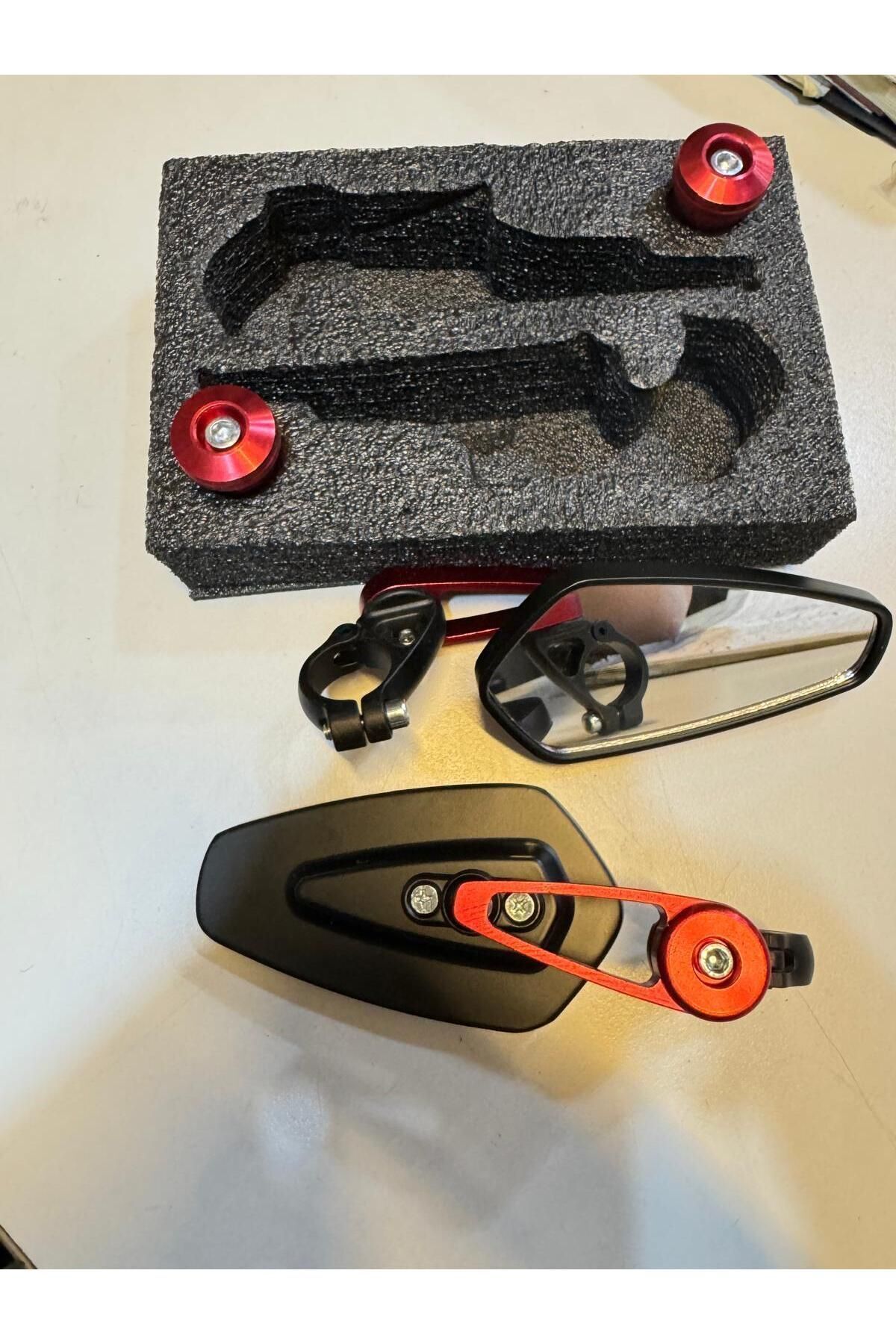 Belderia Gidon Aynası 22mm Gidonlar Için Uyumludur-kırmızı-siyah