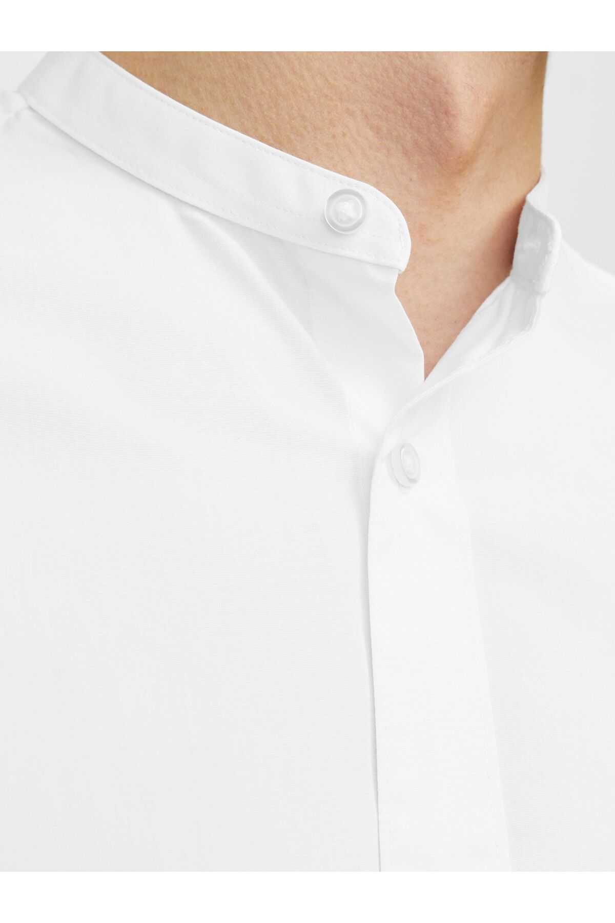 پیراهن جک اند جونز مردانه پلی استر مخلوط شده سفید بیسیک راسته Slim Fit/اسلیم فیت    Slim/اسلیم فیت Daily/روزانه | Jack & Jones 12205921 TR - تصویر 6