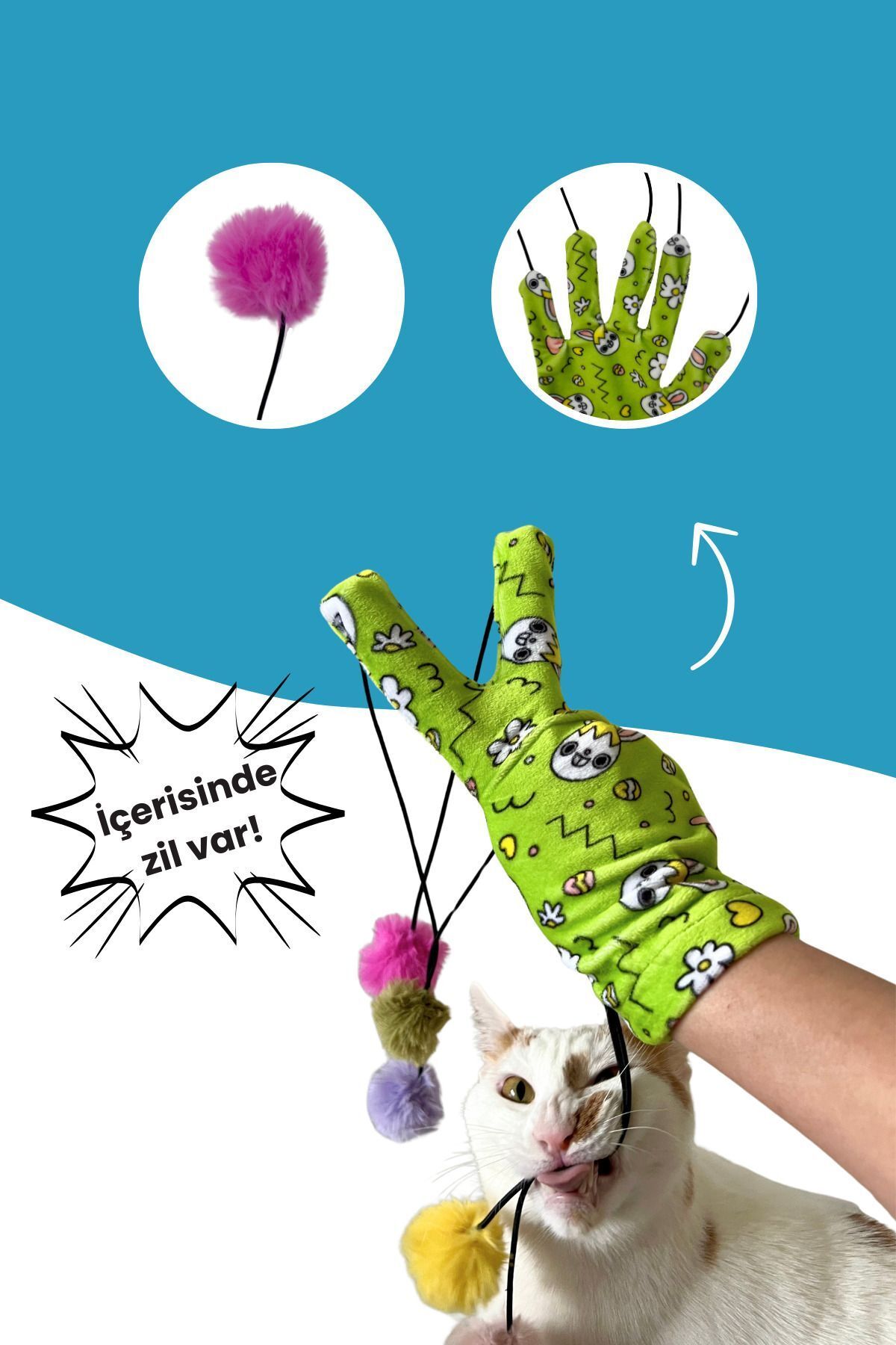 Miyav-Magic Gloves Cat Toy with Pompom and Elastic Cat Fishing Rod Soundmaking String 4