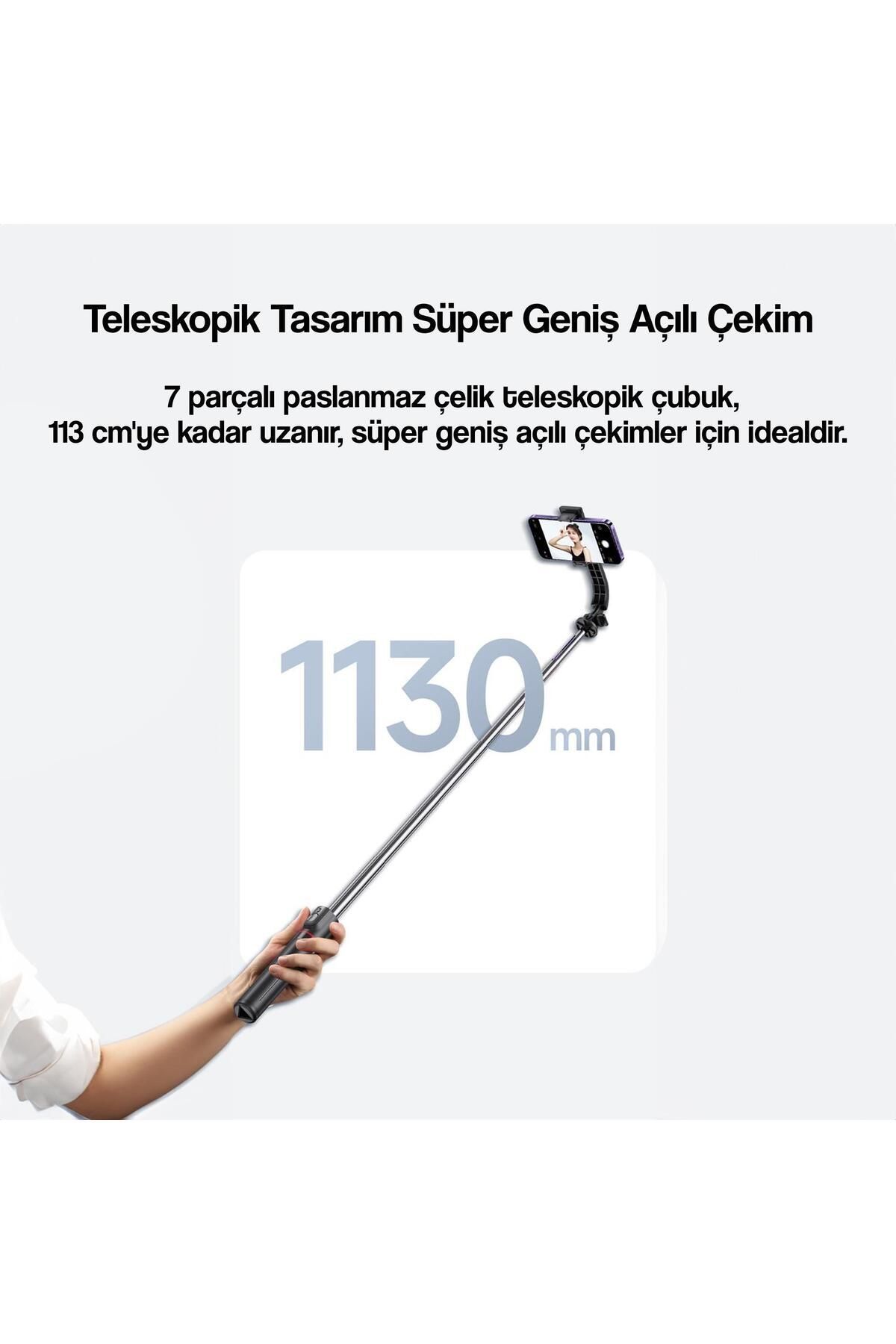Usams-2in1 Bluetooth Tripod and 360° Selfie - ZB256 with Remote Control 7