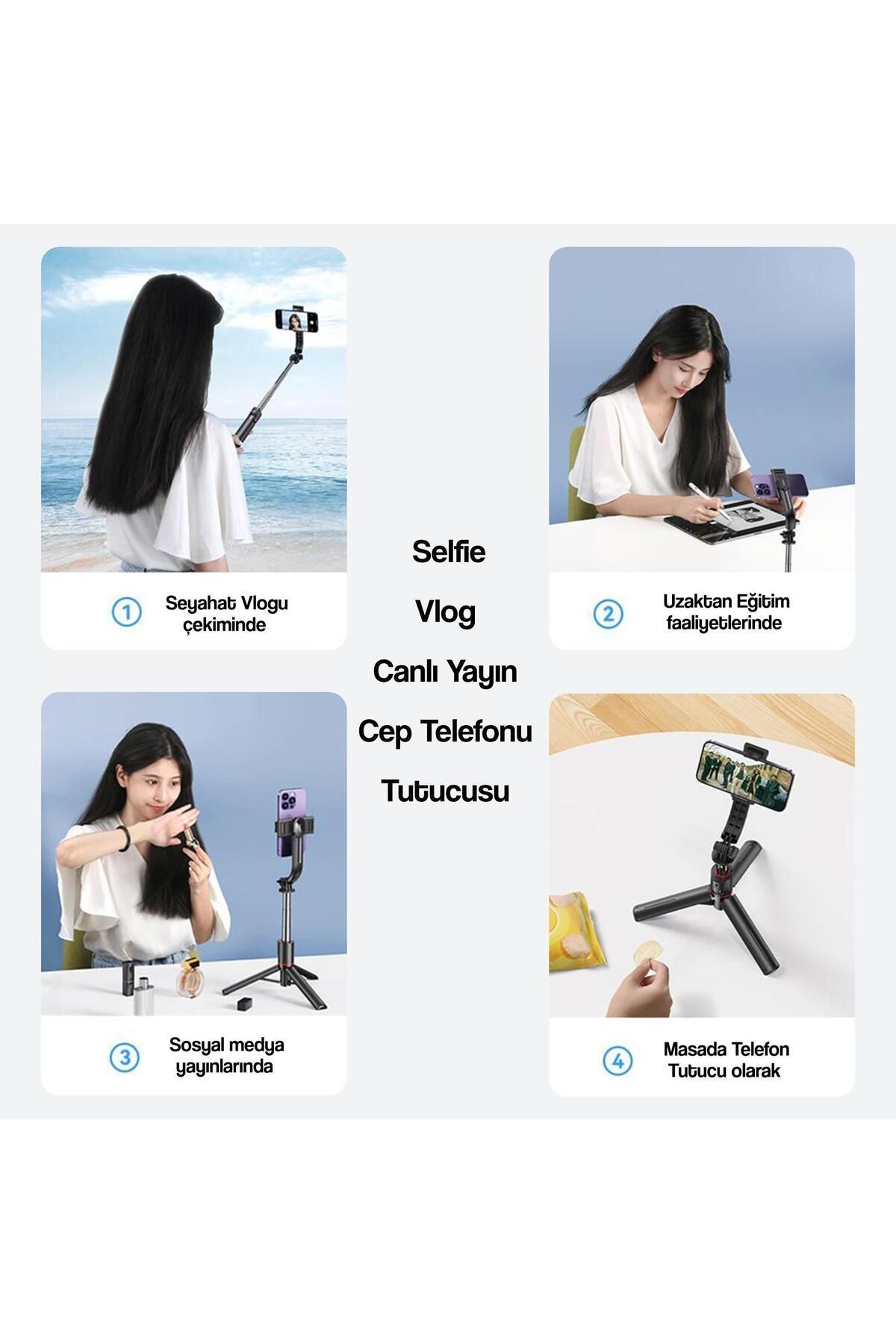 Usams-2in1 Bluetooth Tripod and 360° Selfie - ZB256 with Remote Control 8