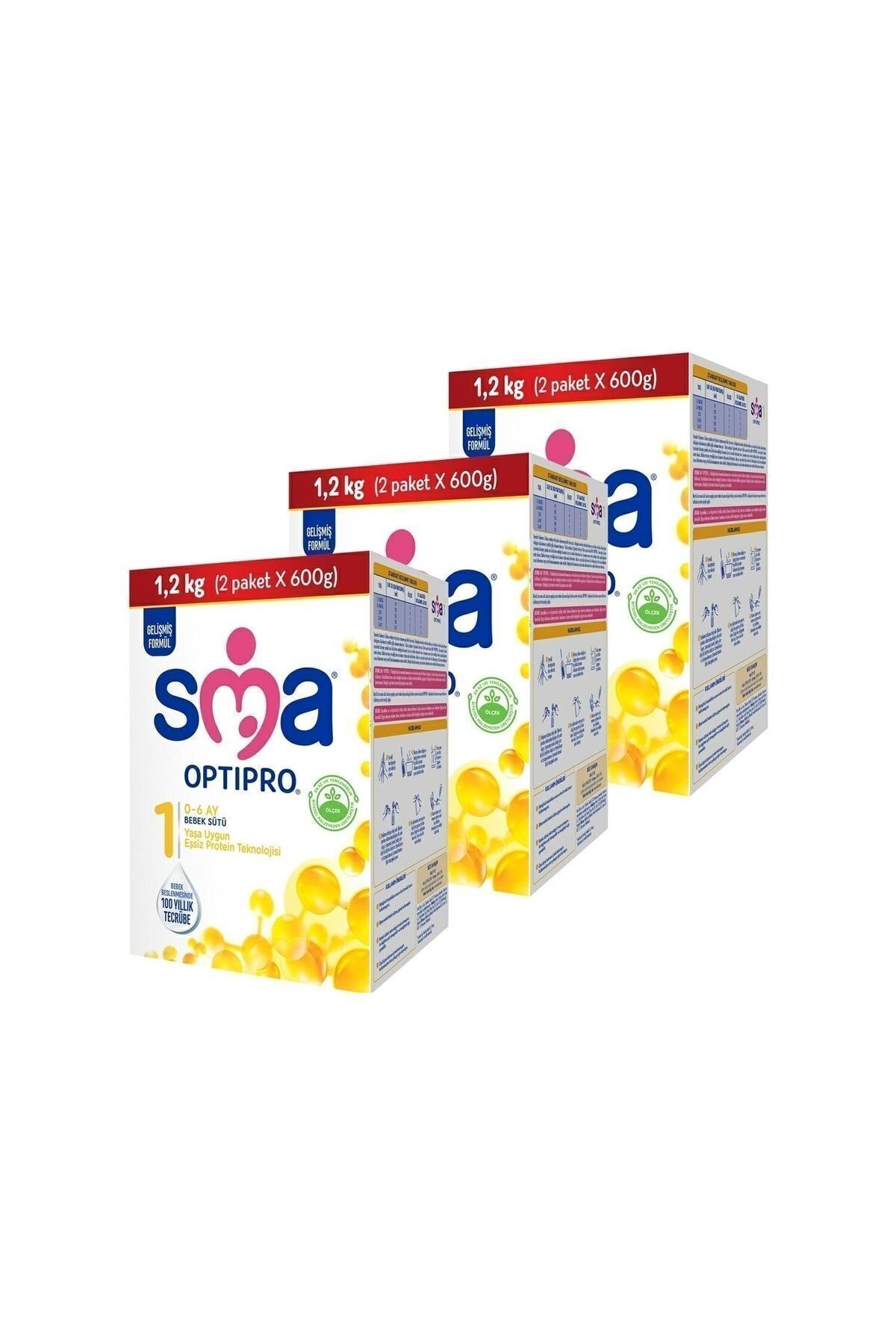 SMA Optipro 1 0-6 Ay Bebek Sütü 1200 gr X 3 Adet