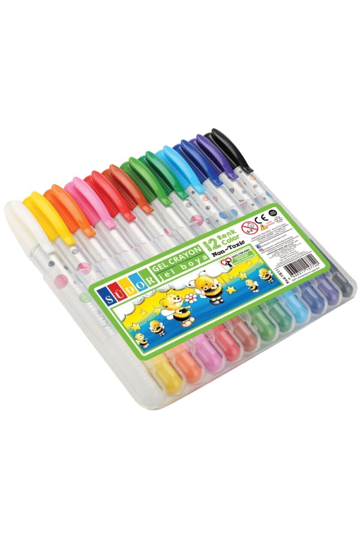 SÜDOR - 12 Renk Jel Mum Boya Plastik Kutu