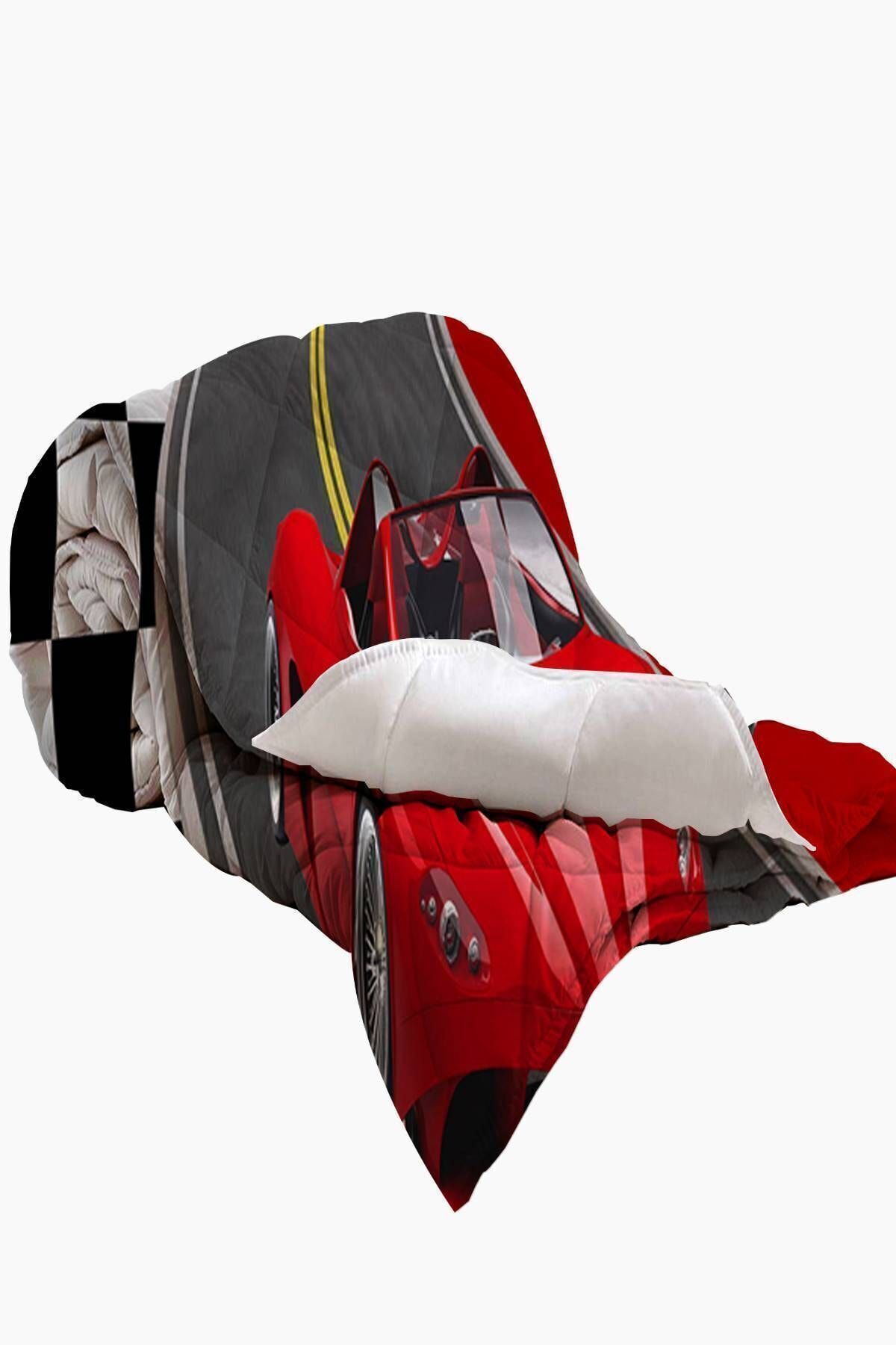 Genel Markalar Else Kırmızı Yarış Arabalı 3d Desenli Tek Kişilik Çocuk Yorgan Uyku Seti fotoğrafı 2 (önizleme)