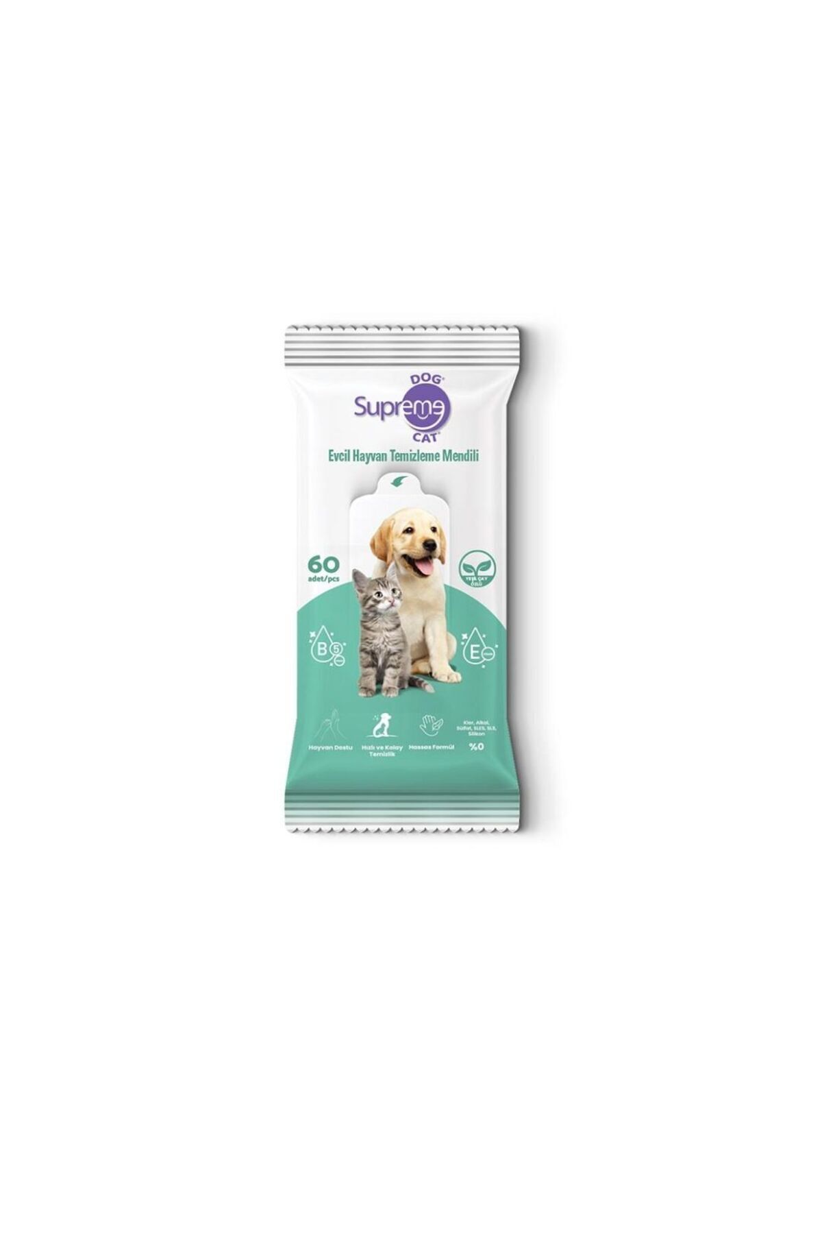 Supreme Yeşil Çaylı Kedi Ve Köpek Temizleme Mendili