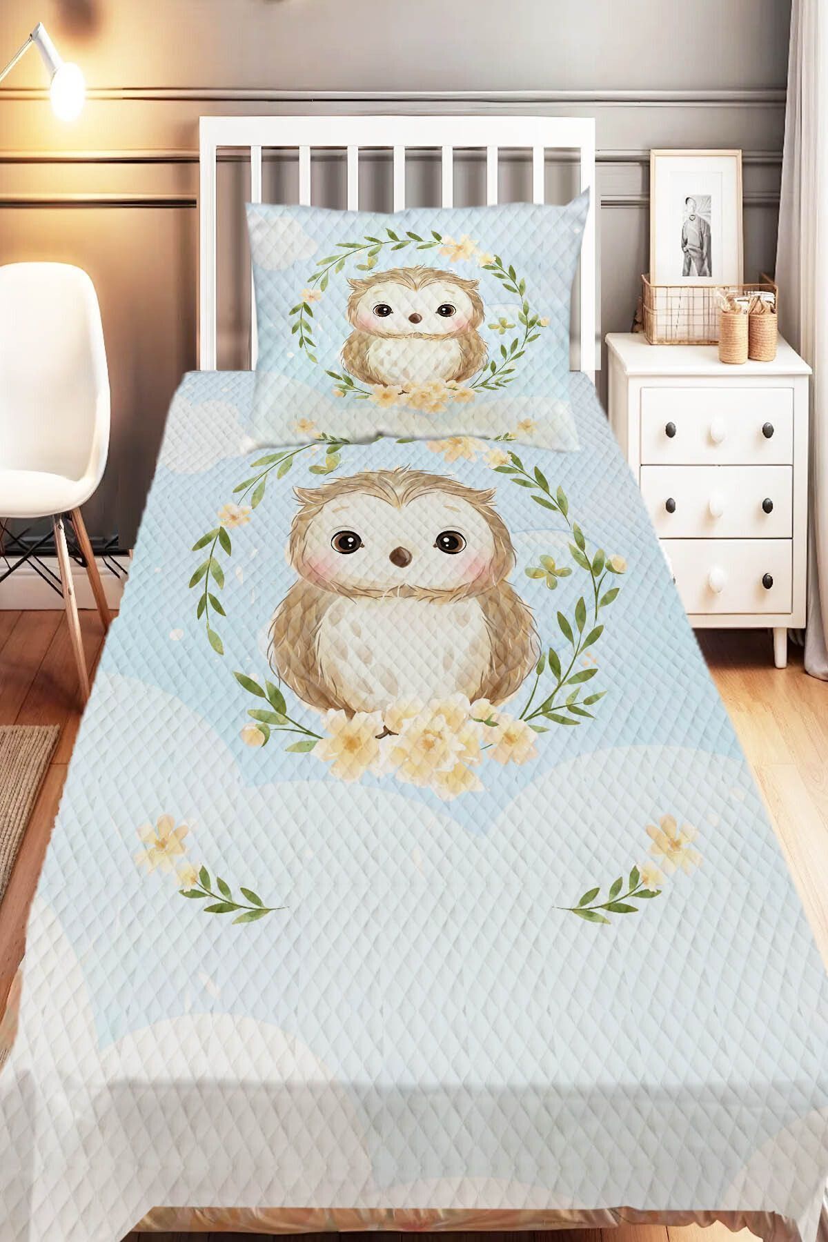 Else Halı-Crescent and Star Gazelle Patterned - Single Children's Pique Set 1