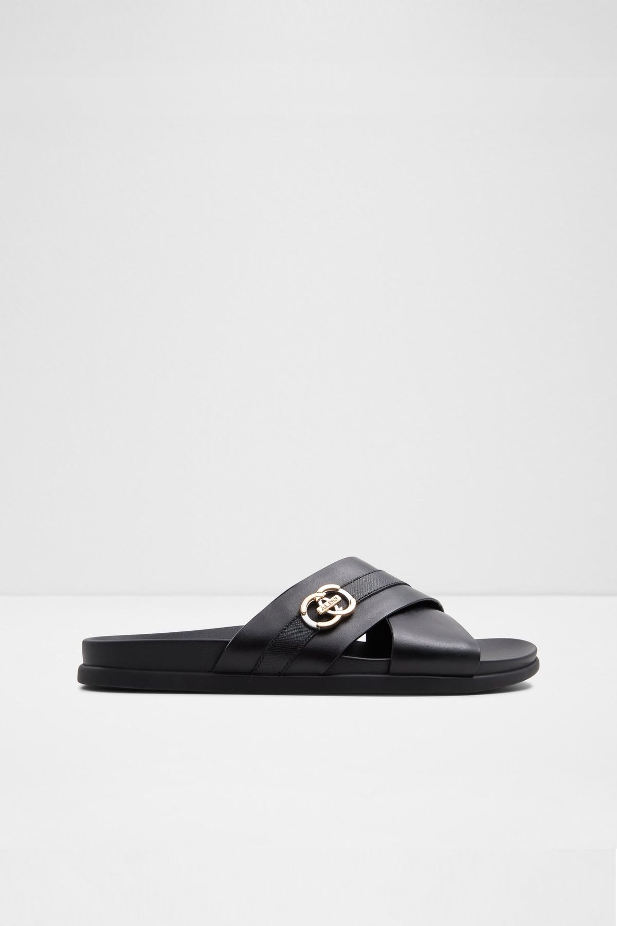 دلمار - دمپایی تخت مشکی چرم اصل مردانه Aldo