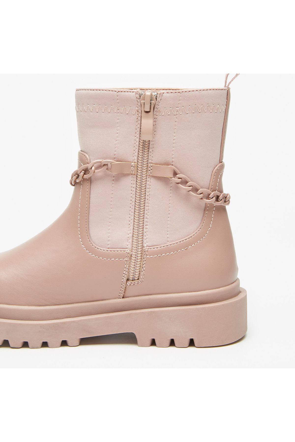 Flora Bella by Shoexpress-Chain Accented Ankle Boots with Zip Closure 6