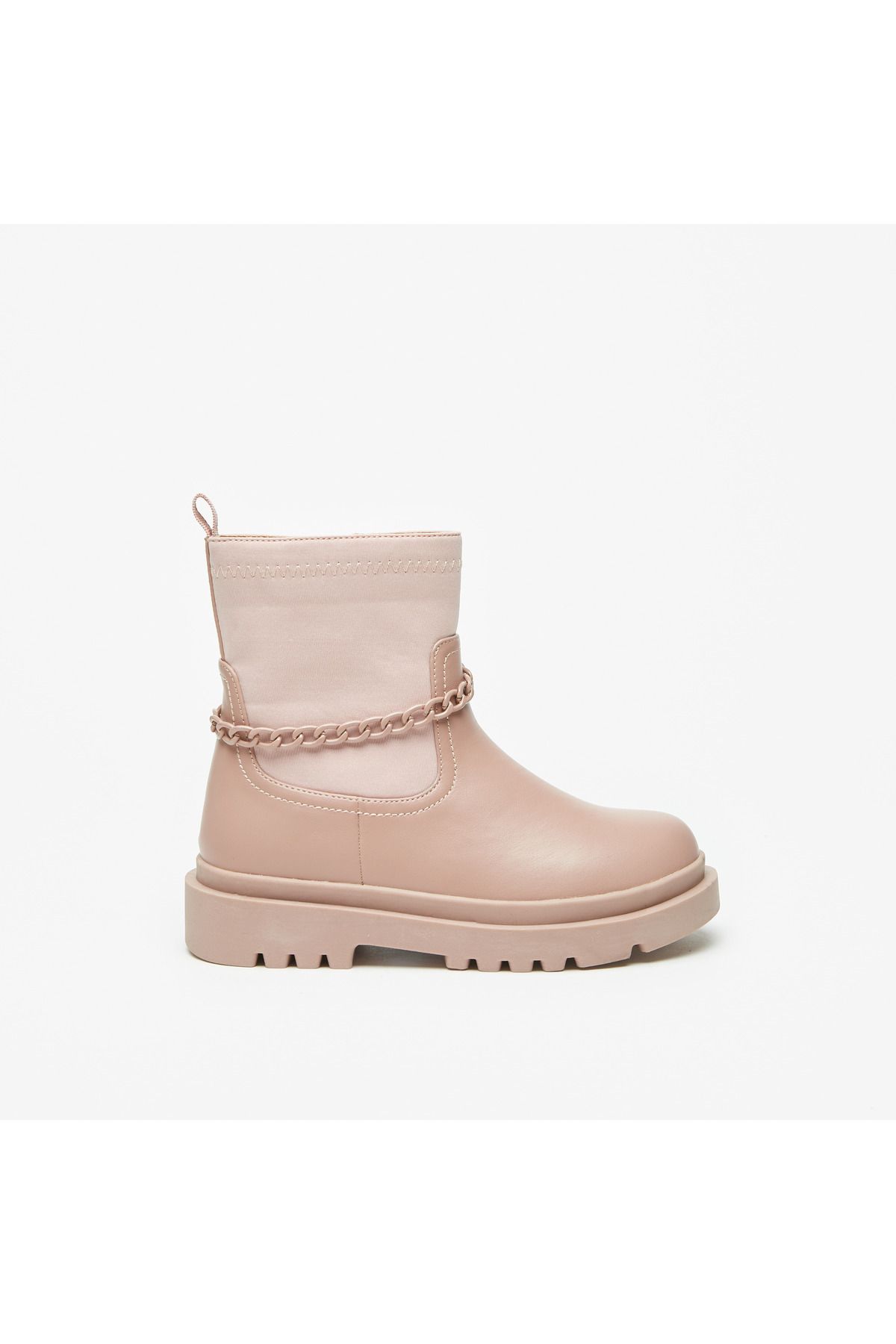 Flora Bella by Shoexpress-Chain Accented Ankle Boots with Zip Closure 3