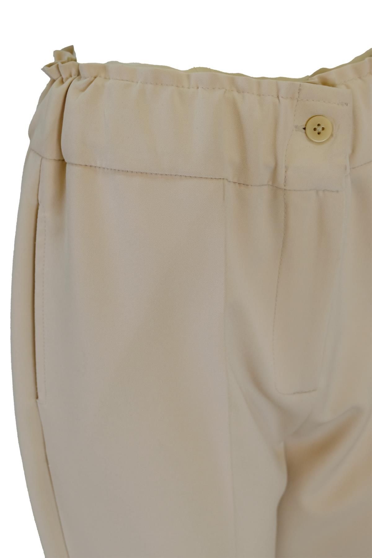 5514 SENTEZ PANTOLON BELİ LASTİKLİ İNCE DUBLE PAÇA