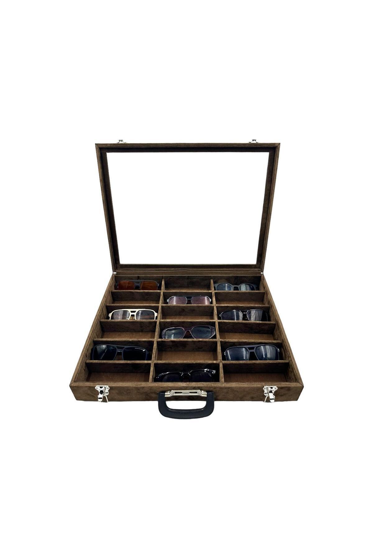 Richbox Bond 18-Pack Glasses Bag Alcantara Coffee