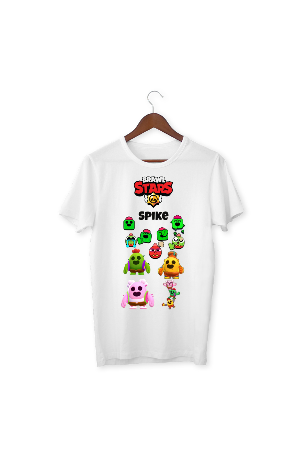 YAPO TİCARET Tricou Alb Brawl Stars Spike - Unisex Pentru Copii Și Adulți Unisex - L