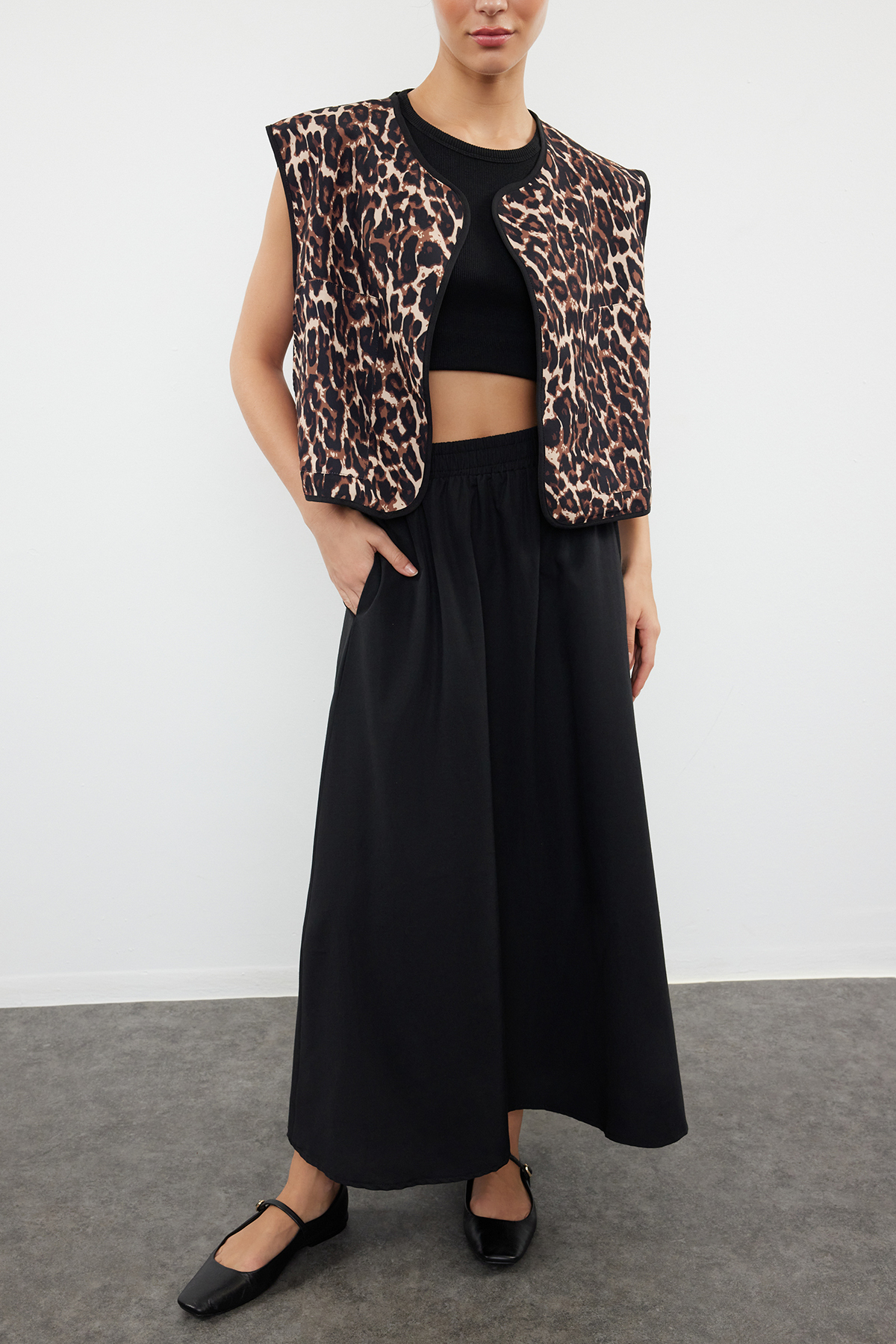 Trendyolmilla  Siyah A-line Maxi Boy Etek TEDSS24ET00033 - Görsel 3