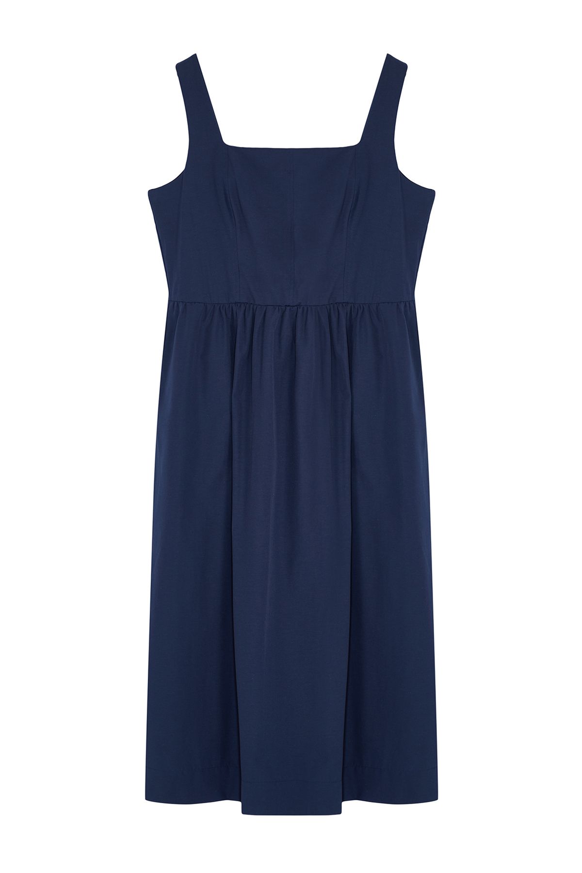 Trendyol Curve-Elastické šaty Indigo Midi – čtvercový límec a pas s gumou TBBSS24AH00208 6
