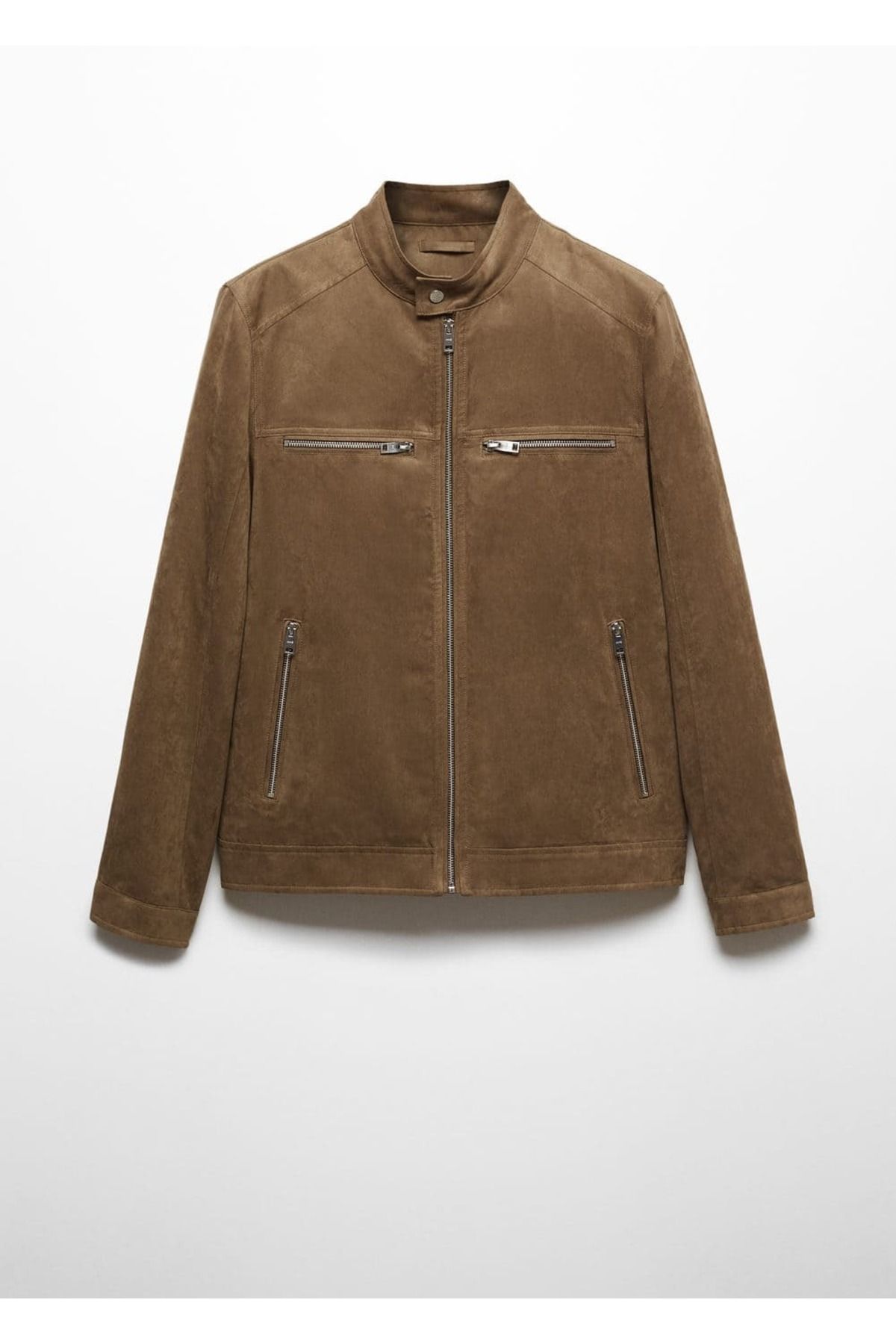 MANGO Man-Zippered Suede Look Coat 3
