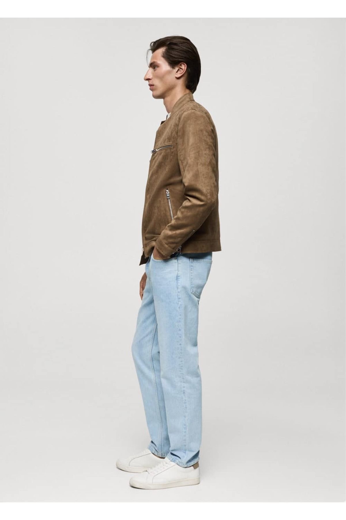 MANGO Man-Zippered Suede Look Coat 5