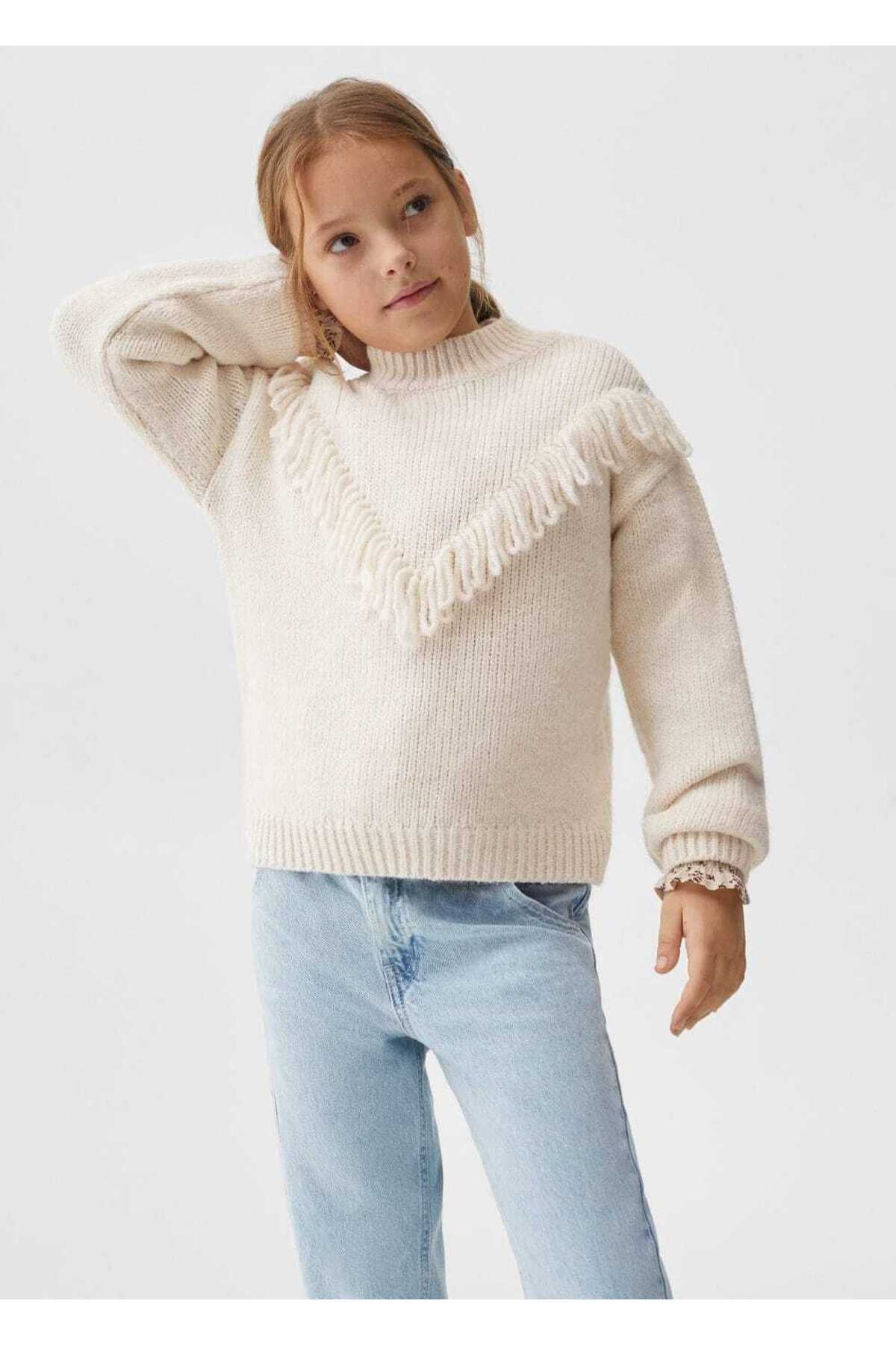 MANGO Kids Трикотажный свитер с бахромой 57009607