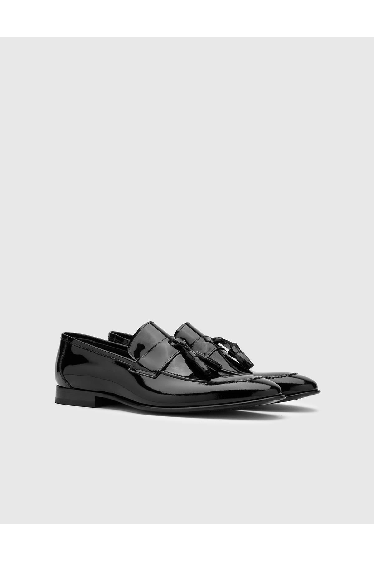 İlvi Celosia Hakiki Rugan Deri Erkek Siyah Klasik Ayakkabı Celosia-8130.1008