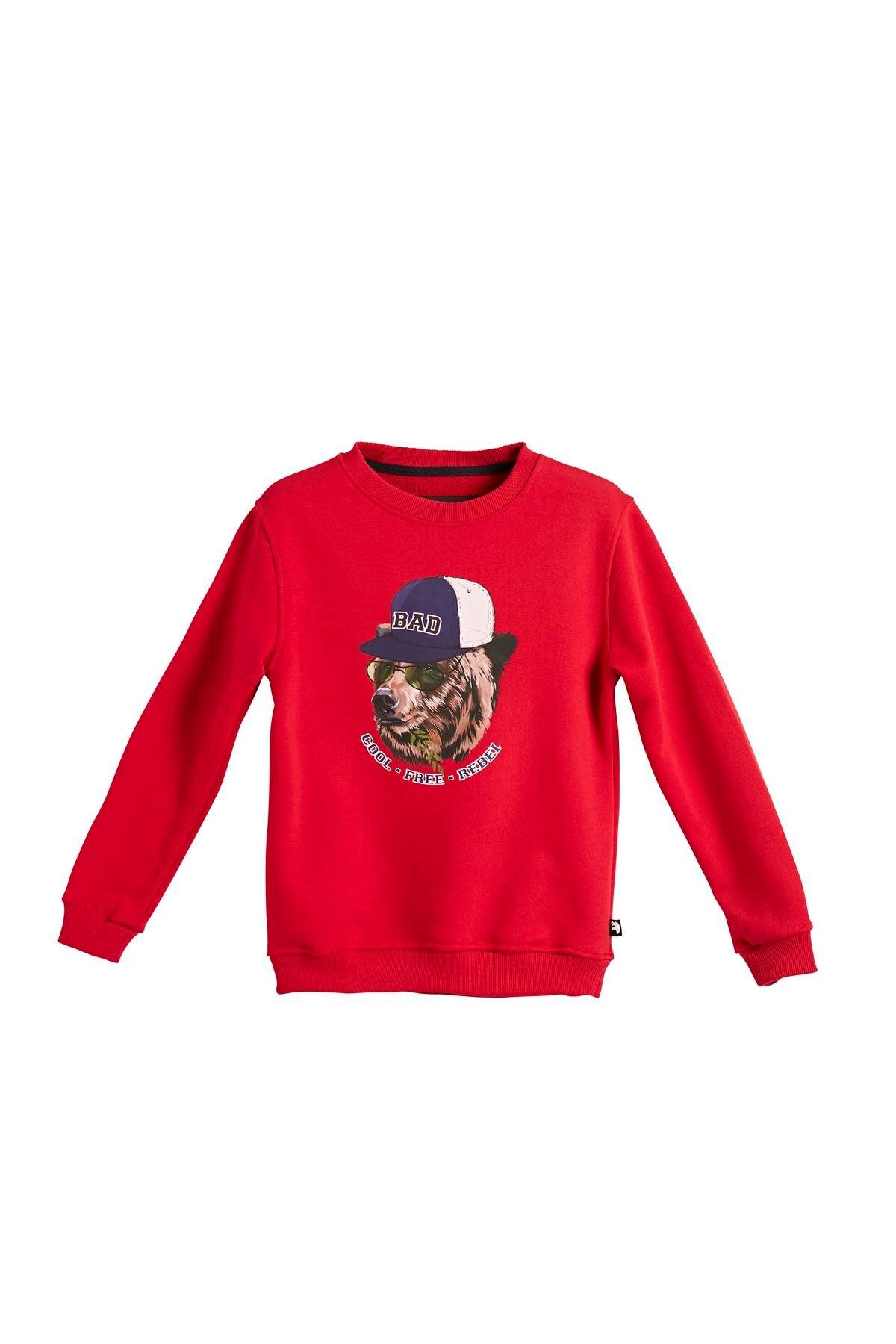 سویشرت کودکانه با چاپ قرمز Rabel Crewneck Bad Bear