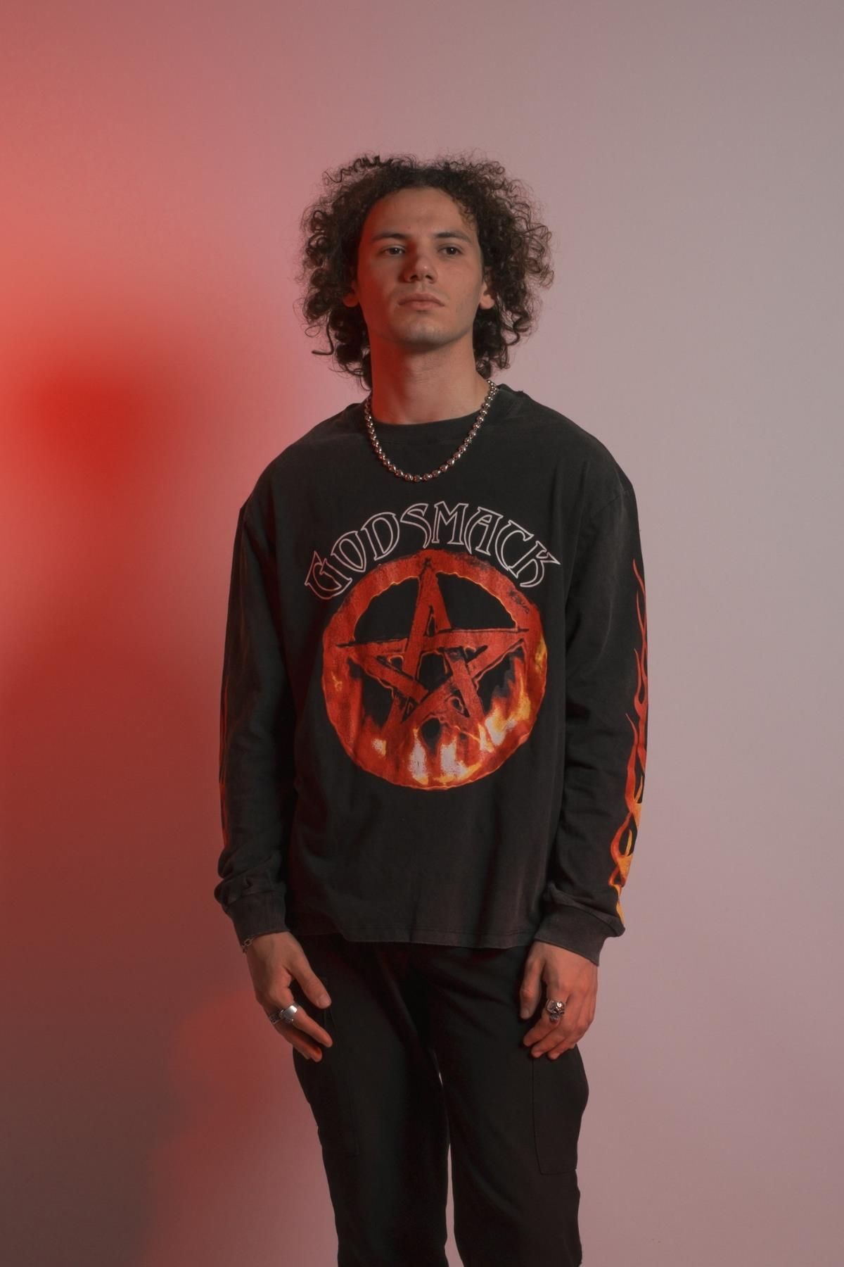 Overdrive-Godsmack "Pentagram Sun" Patterned Long Sleeve T-Shirt 4