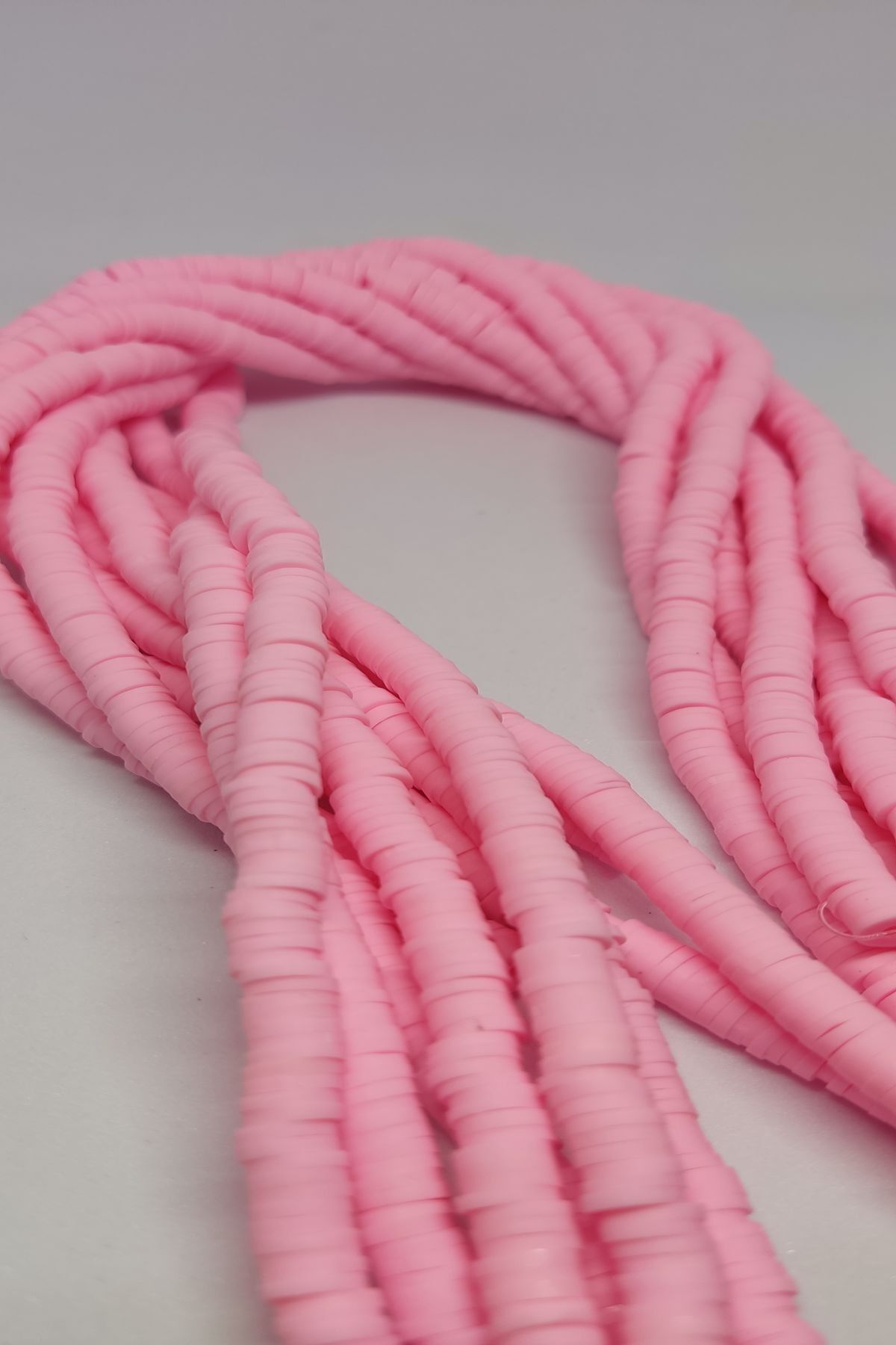Chehra Design-6mm Baby Pink Colored Polymer Clay Fimo Bead String, 40cm Dough Bead Fimo String 2