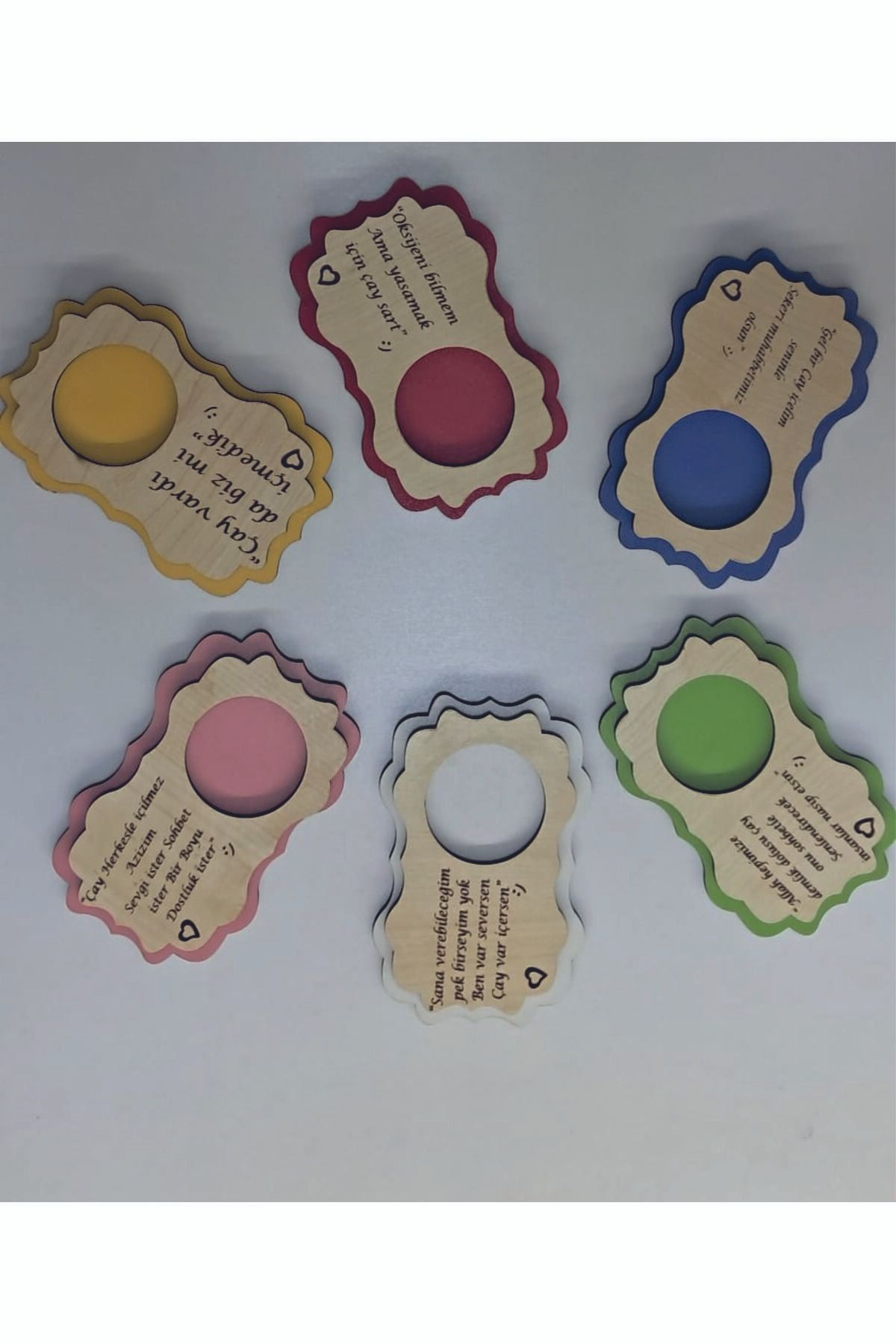 6 Pieces of Wooden Laser Cutting Cups and Coffee Coasters