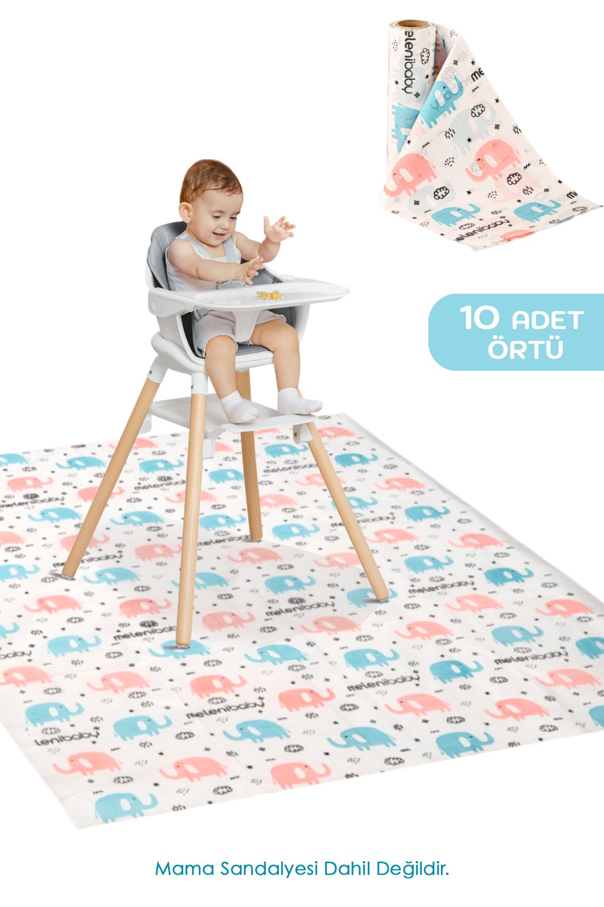 1 Paket 10 Adet Kullan At Çocuk Aktivite Örtüsü - Mama Sandalye Altı Bebek Ek Gıda Örtüsü Alt Açma