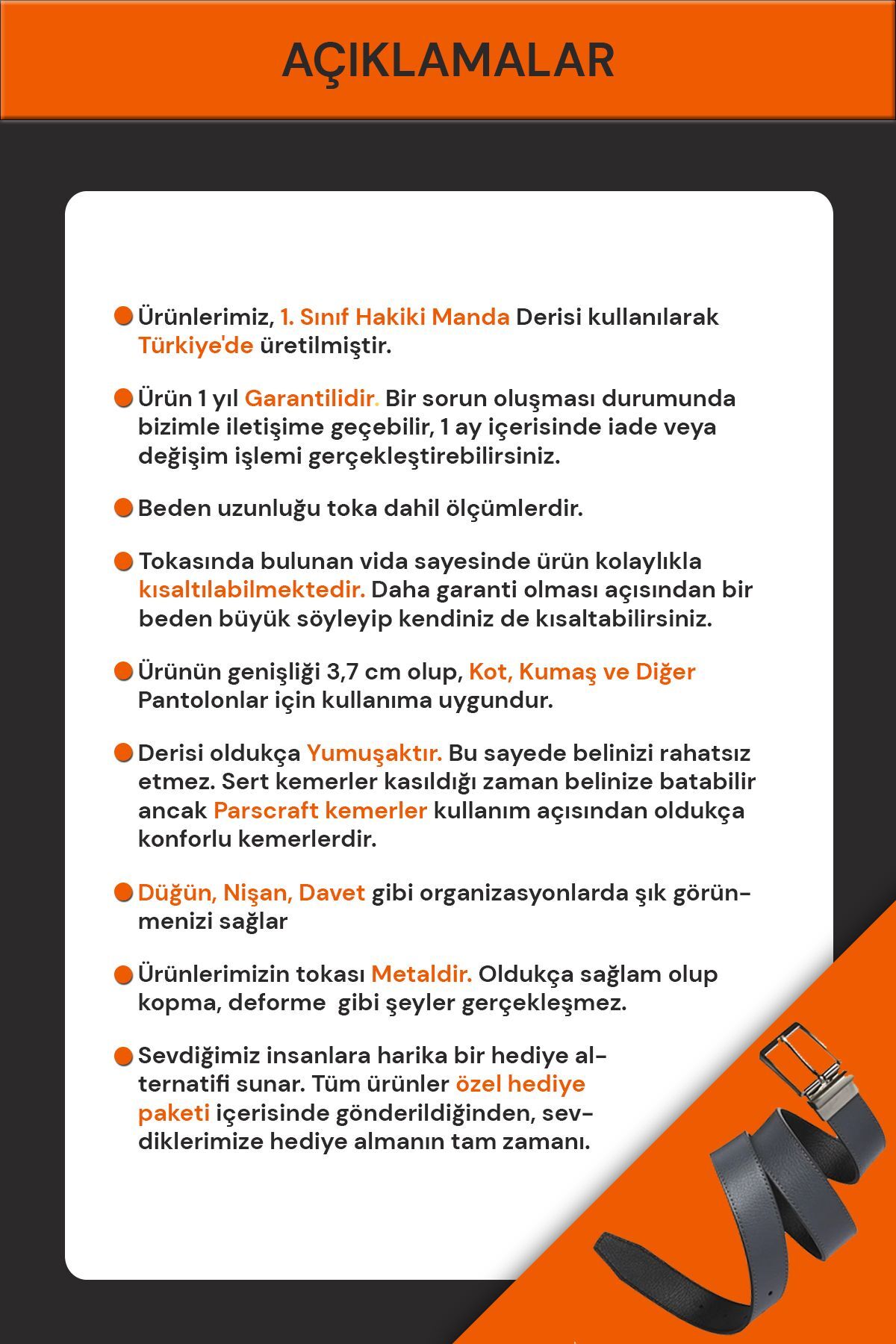 کمربند مردانه مشکی Parscraft | 1O4SÜETSTL اورجینال - تصویر 6