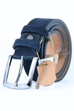 Parscraft Hakiki Süet Deri Erkek Kemer Lacivert 4 Cm