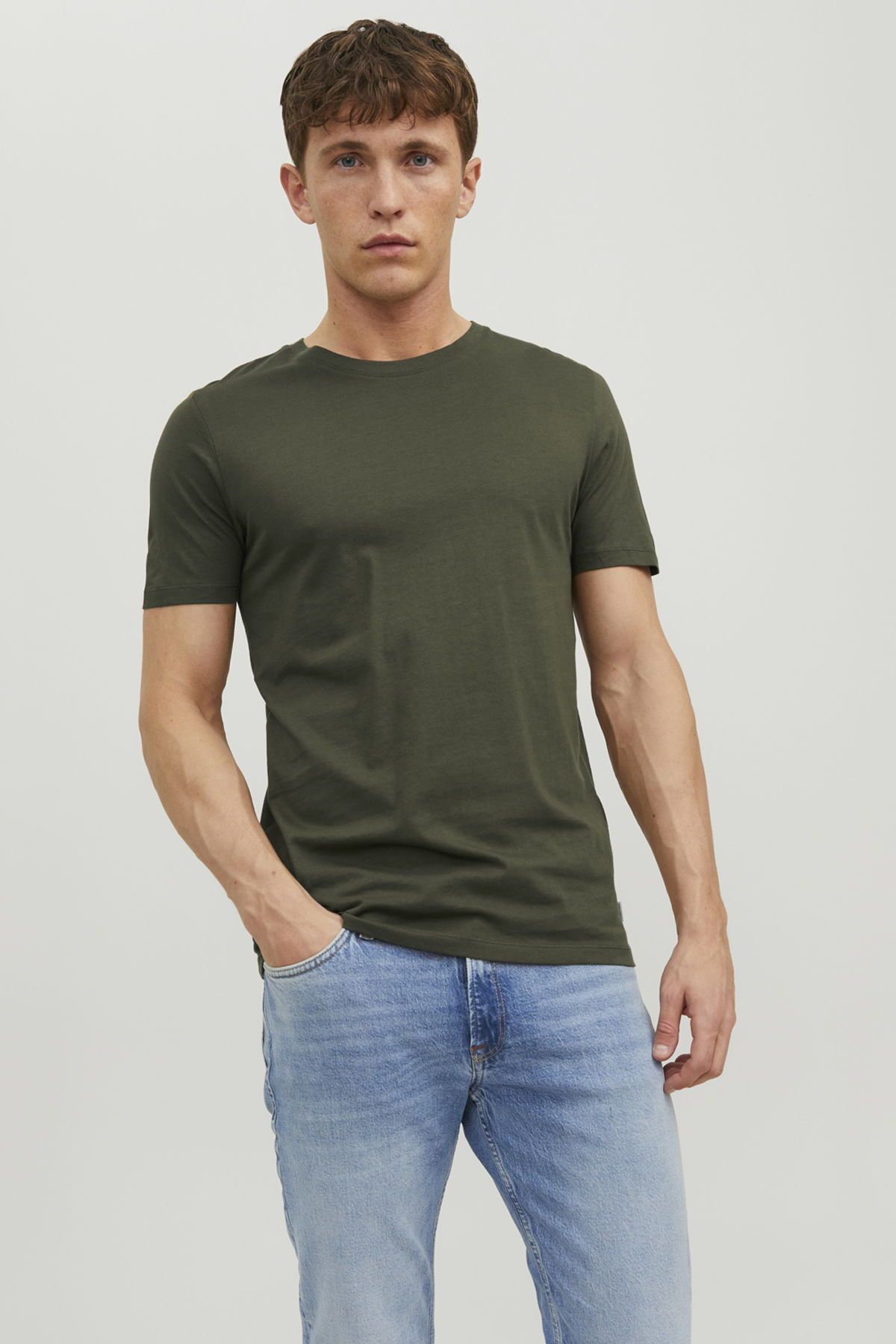 تی شرت سبز مردانه Jack & Jones آستین کوتاه Basic Ss O Green Jack & Jones