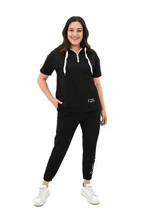 Koza Butik Kadın Kapüşonlu Büyük Beden Eşofman Takımı 3759-23