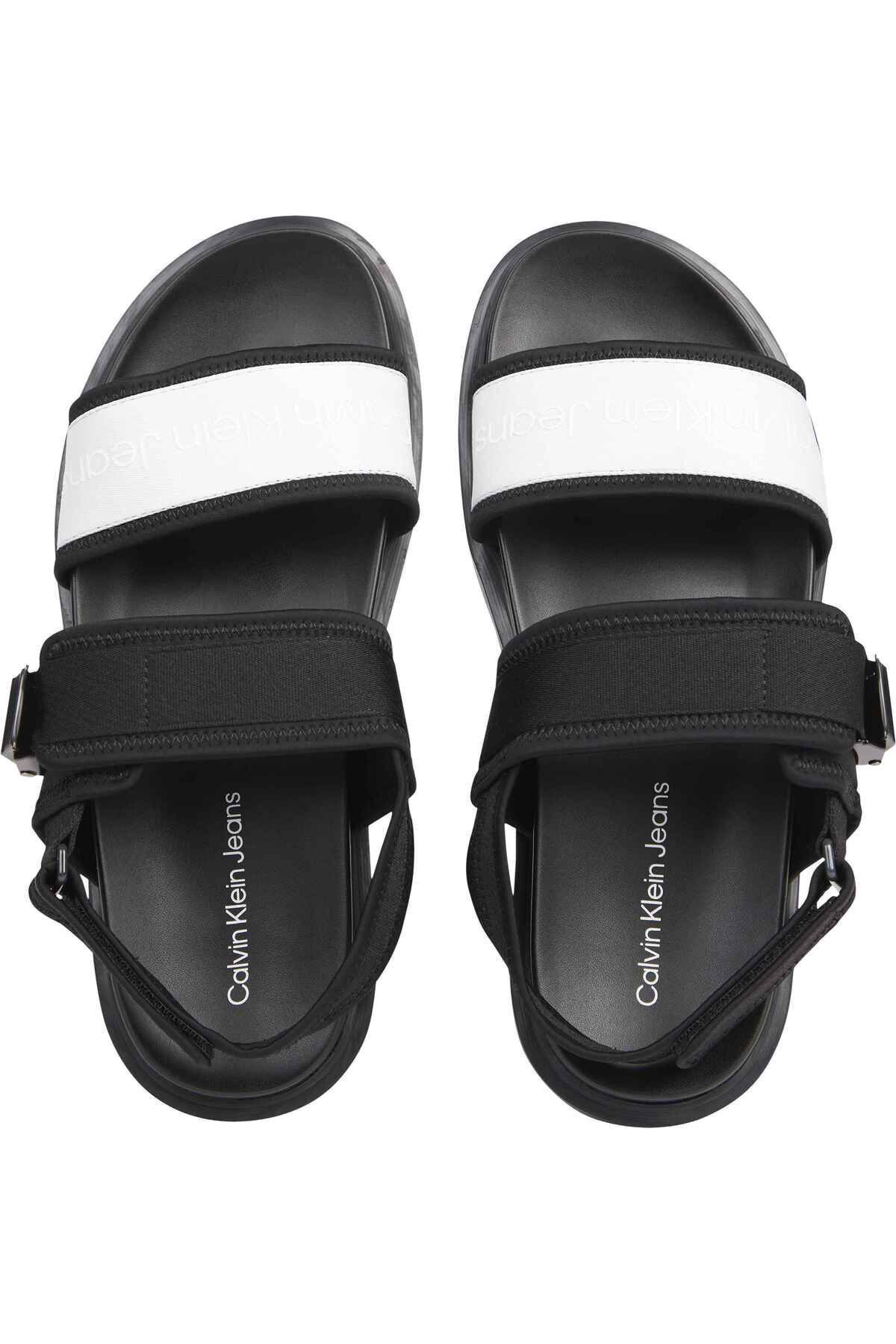 صندل سفید مردانه سخت افزار دو نوار Calvin Klein