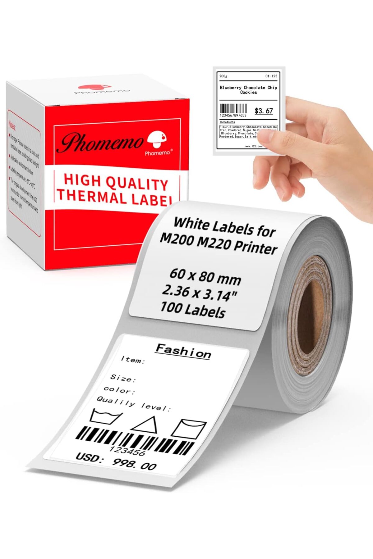 Phomemo 60x80mm/100adet Beyaz - M221, M200, M220 İçin Çok Amaçlı Etiket XP6080-100