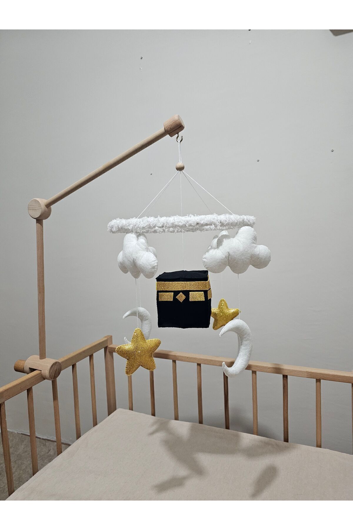 hobiimobiii Dönence (MÜZİKSİZ) Bebek Beşik Süsü Keçe Dönence Kabe Kabaa fotoğrafı 2 (önizleme)