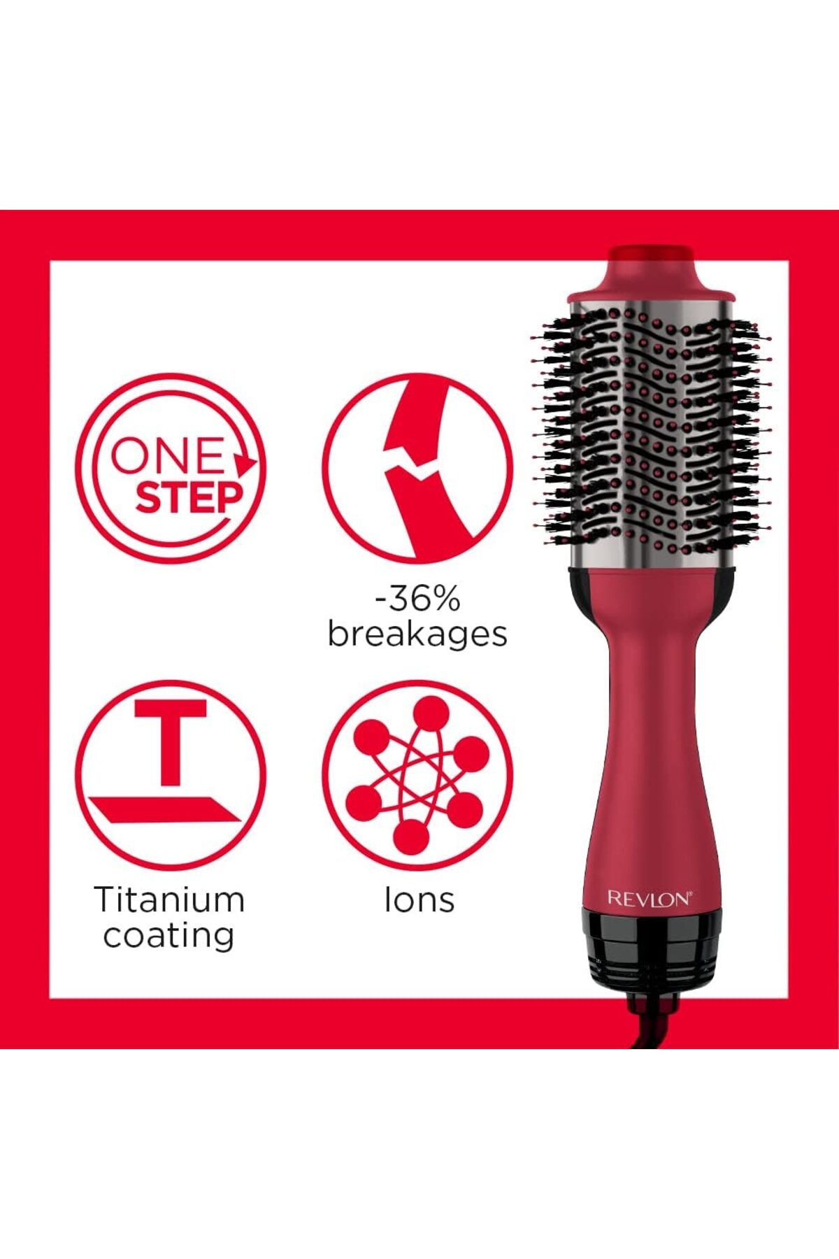 Revlon-One Step Hair Volumizer Ionic Tech, Titanium, Tangle-Free Combination Bristles - RVDR5279ARB 2