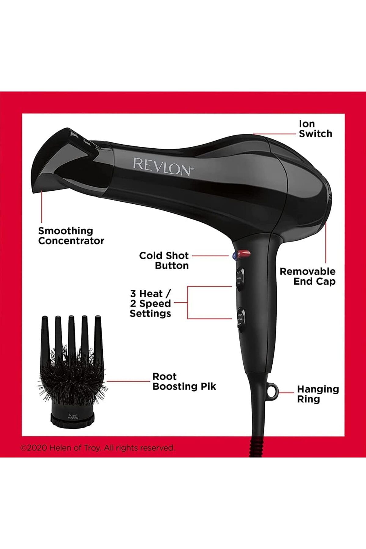 Revlon-Salon Performance Hair Dryer, 2000 Watts, 2 speed and 3 heat setting - RVDR5221 4