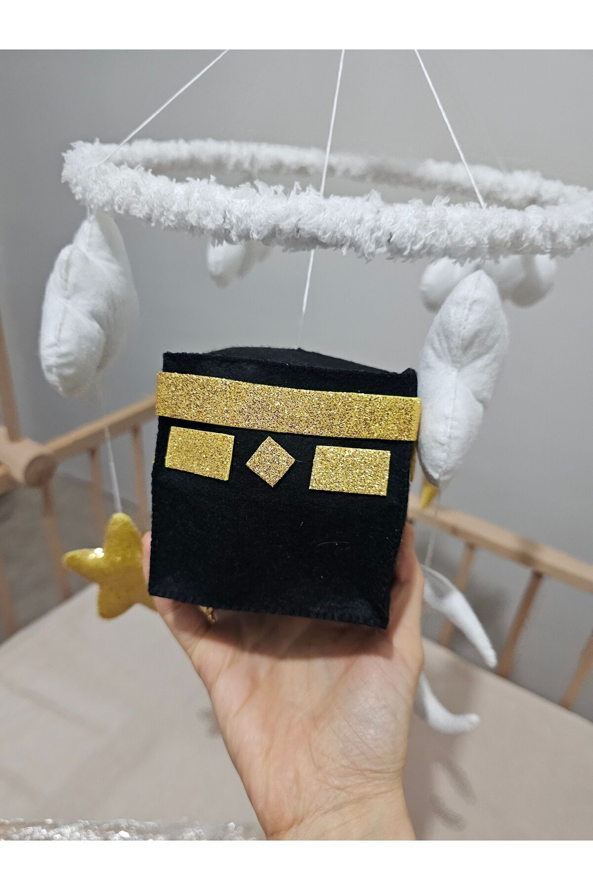 hobiimobiii Dönence (MÜZİKSİZ) Bebek Beşik Süsü Keçe Dönence Kabe Kabaa fotoğrafı 4 (önizleme)