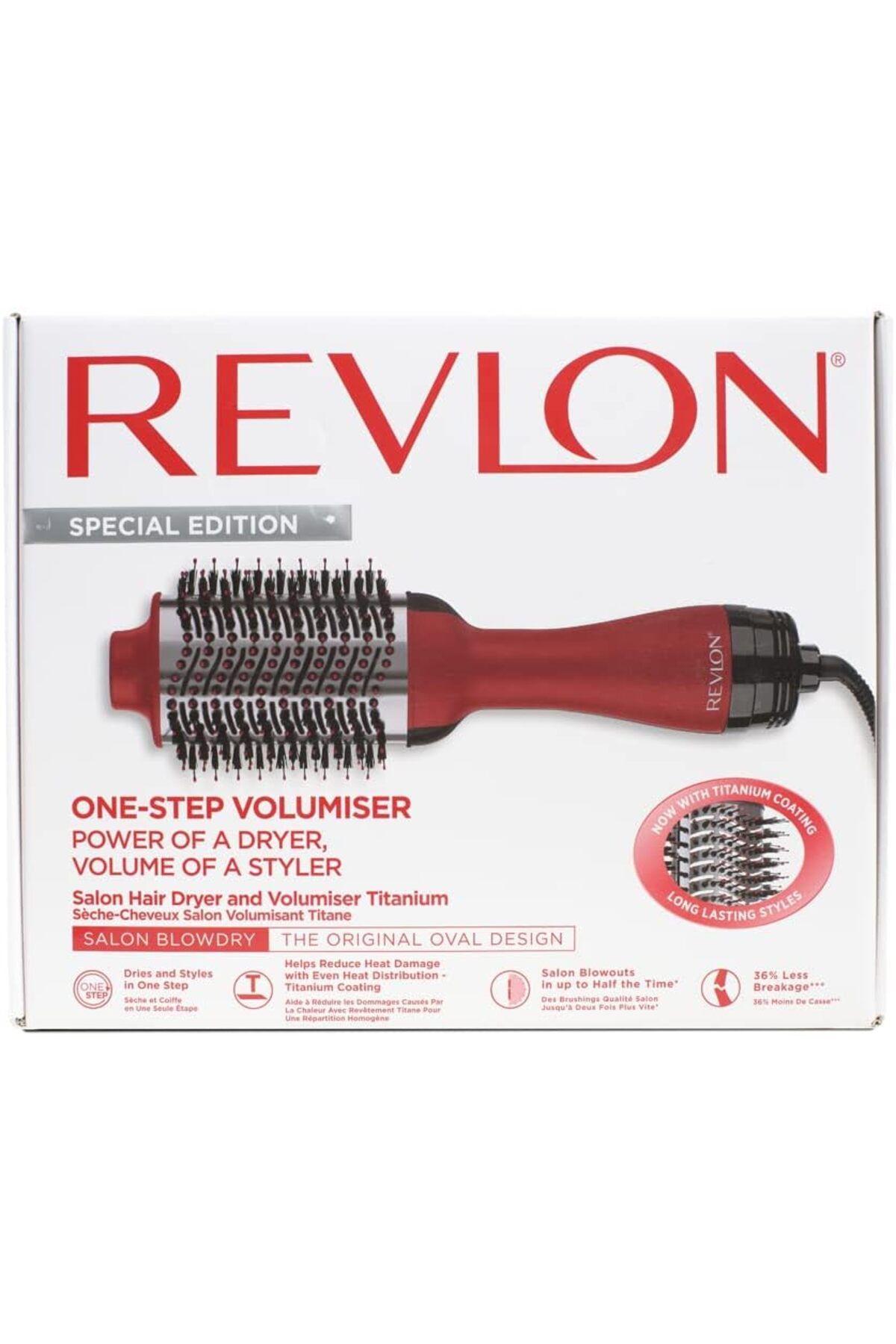 Revlon-One Step Hair Volumizer Ionic Tech, Titanium, Tangle-Free Combination Bristles - RVDR5279ARB 6