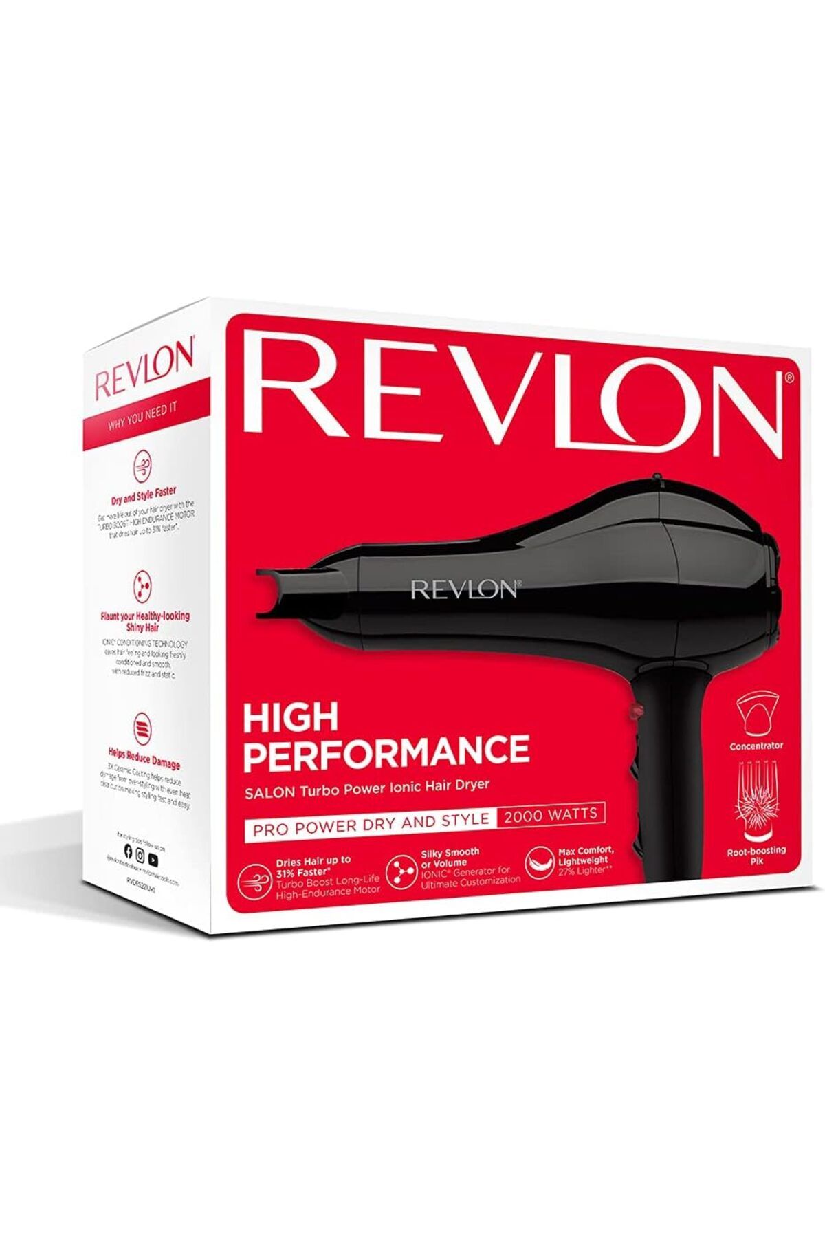 Revlon-Salon Performance Hair Dryer, 2000 Watts, 2 speed and 3 heat setting - RVDR5221 8