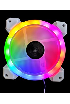 ECOYOM Beyaz 12 Cm Rgb Led Işıklı  Kasa Fanı Rainbow Işıklı Kasa Soğutucu Fan