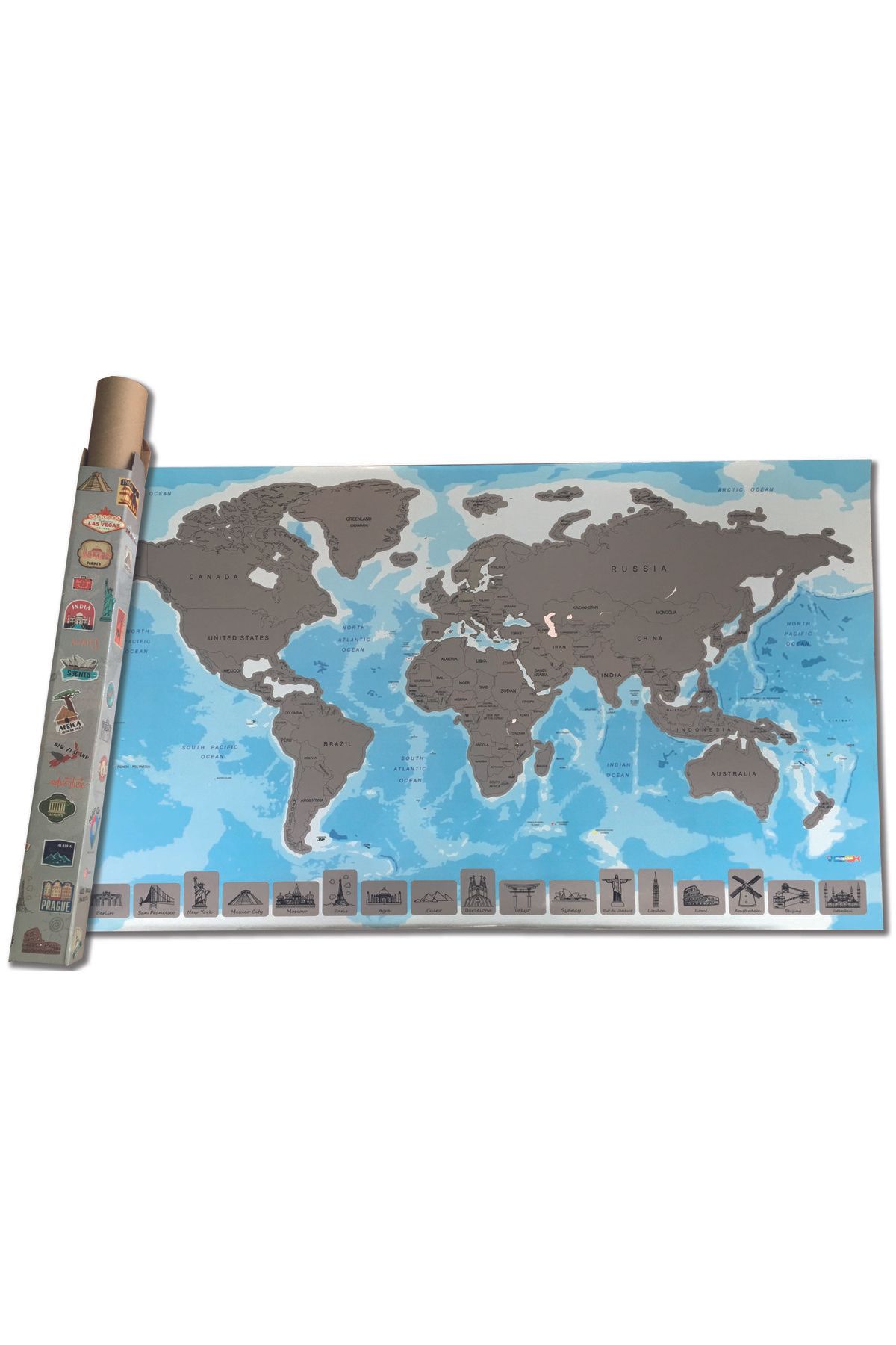 MapofX-Gez Kazı World Map with Blue Background - Scratch Map - Gezkazı 4