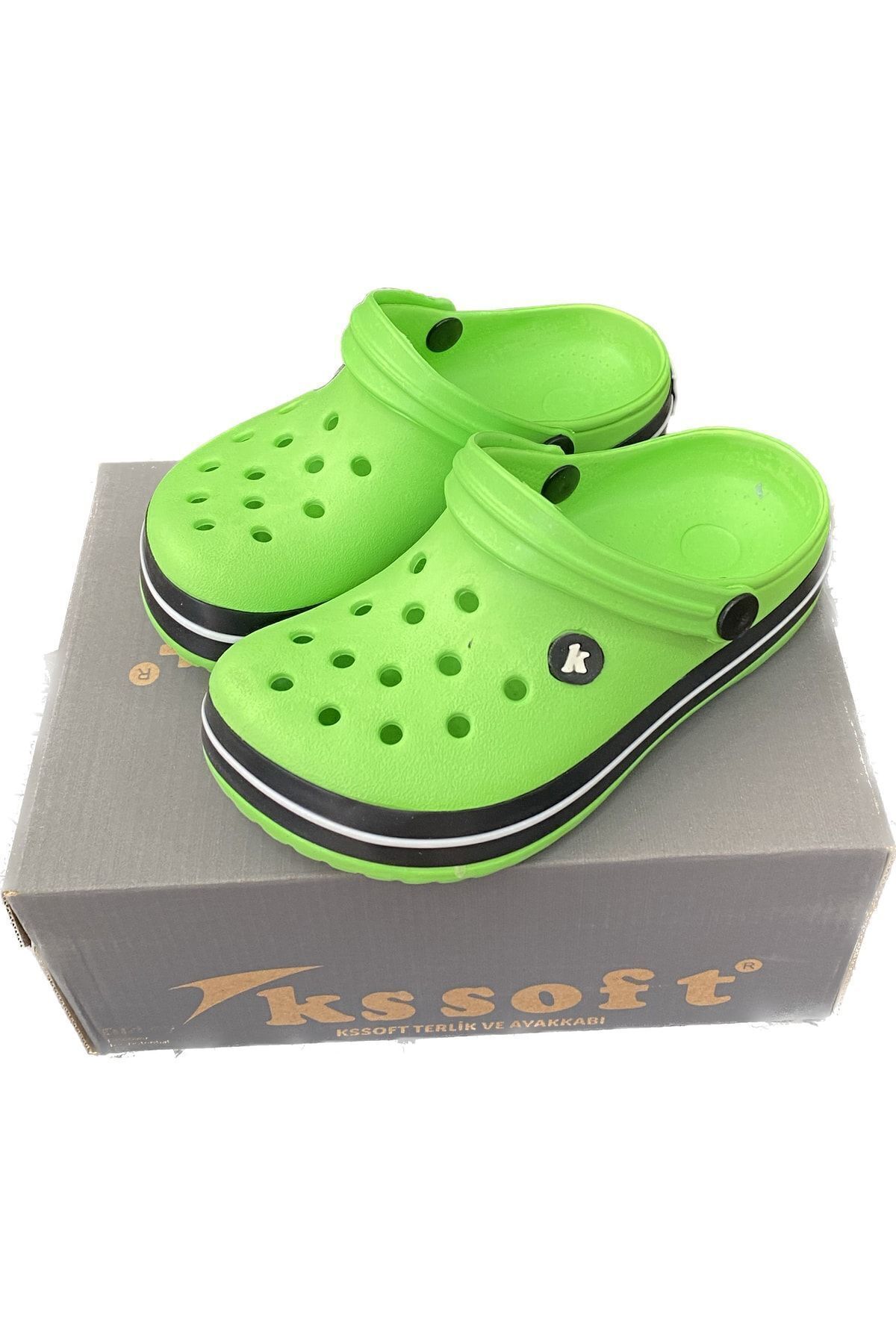 Seha-Fashion Kids Green Comfortable Sole Sabo Slippers Sandals 4