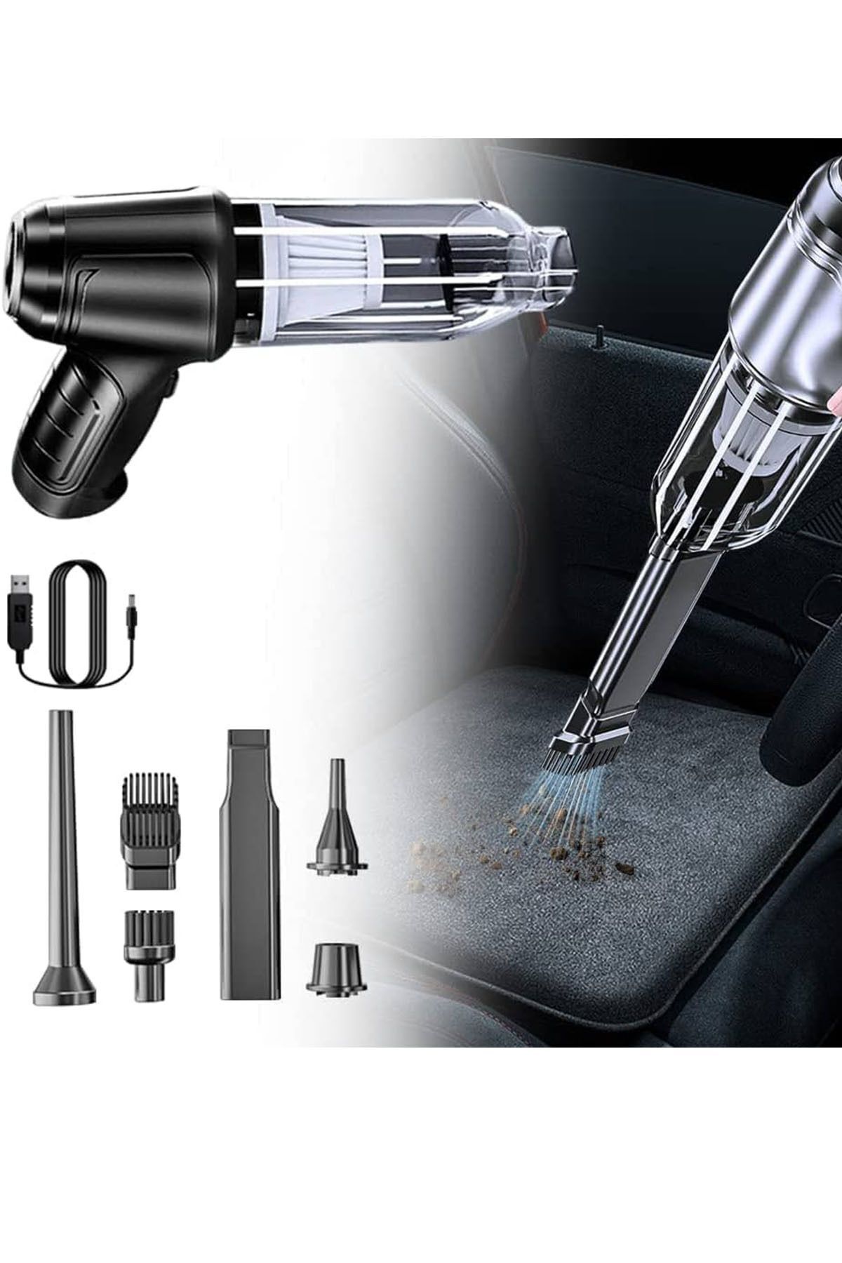 MeyZone Mini Şarjlı El Süpürgesi Şarjlı Süpürge Araç İçi Süpürge + Hava Üfleme Özelliği