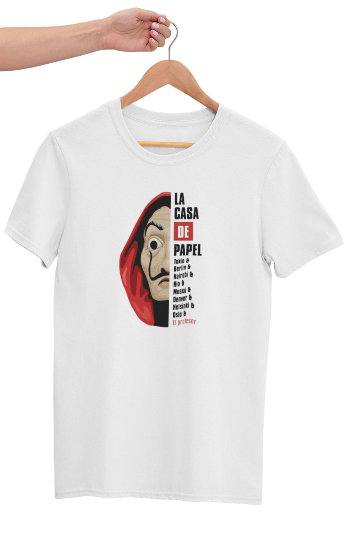 qoeuyl boutique-La Casa De Papel Berlin Tokyo Nairobi Denver Rio Printed Fun Gift White Unisex T-Shirt 3