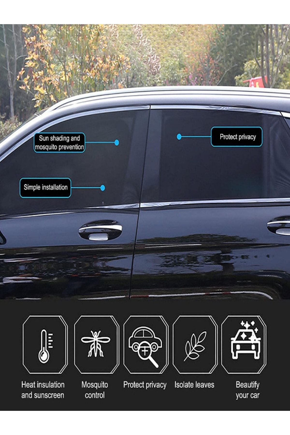 Ankaflex Araba Araç Oto Yan Cam Güneşlik Örtü Perde Kılıf Güneşliği Araba Anne Bebek Emzirme Perdesi Araba fotoğrafı 3 (önizleme)