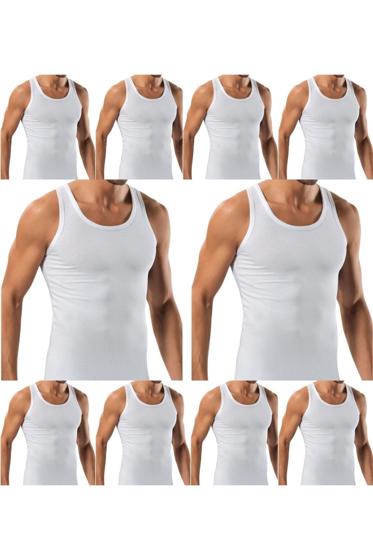 marufshop-Ανδρικό εσώρουχο 10 τεμαχίων Slim Fit, χτενισμένο βαμβακερό Lycra (Rambo Singlet) 1