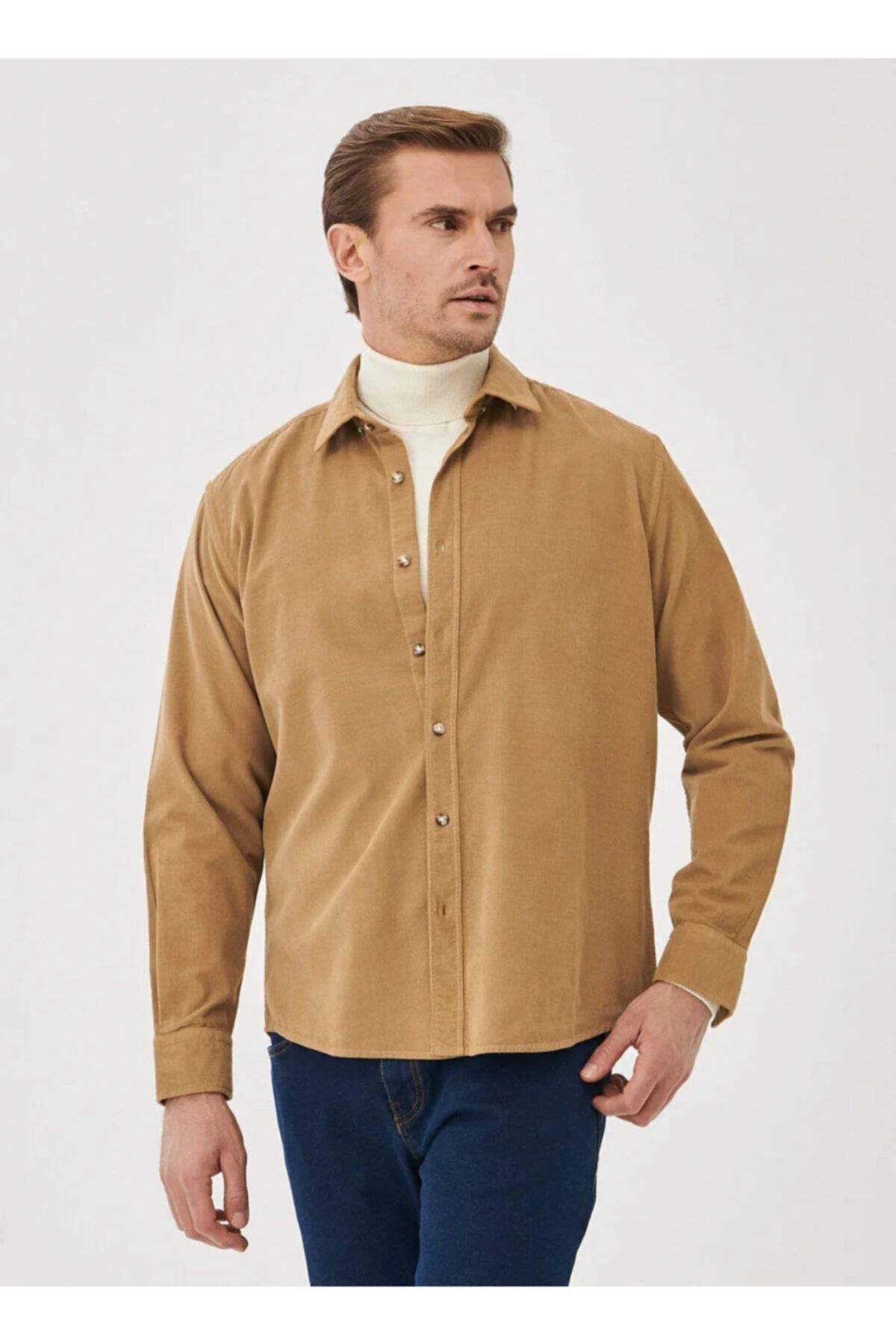 ALTINYILDIZ CLASSICS-Cămașă maro pentru bărbați, slim fit, 100% bumbac, cu guler cu nasturi 5