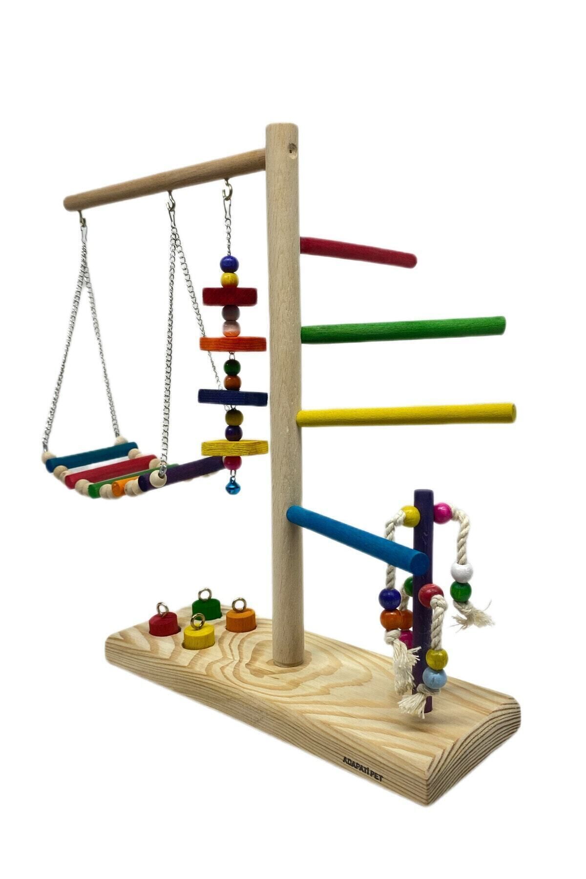 ADAPATİ PET-Bird Play Platform with Wooden Handmade Intelligence Toy 4