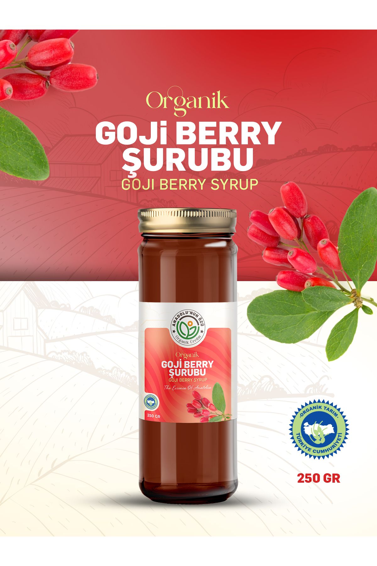 anadolu'nun özü organik üretim ORGANİK GOJİBRY ŞURUBU''250ml''