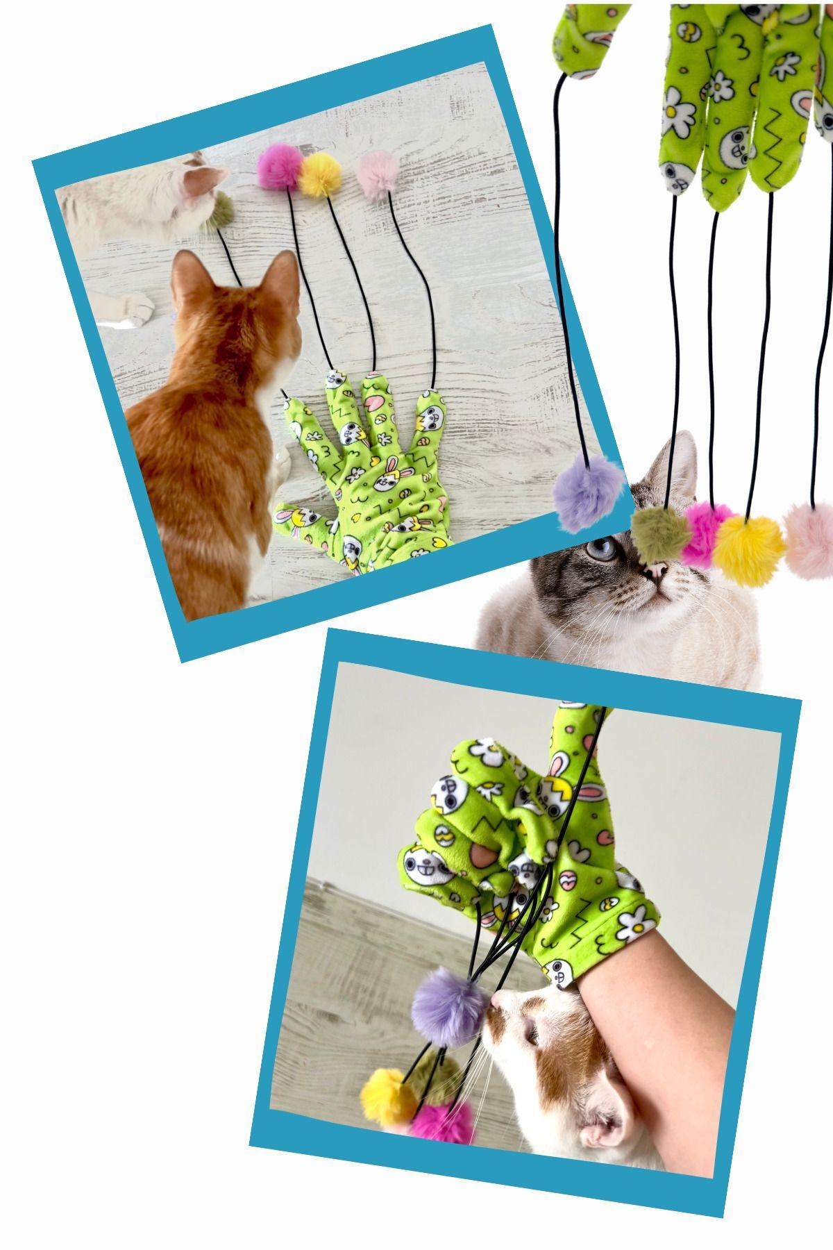 Miyav-Magic Gloves Cat Toy with Pompom and Elastic Cat Fishing Rod Soundmaking String 7